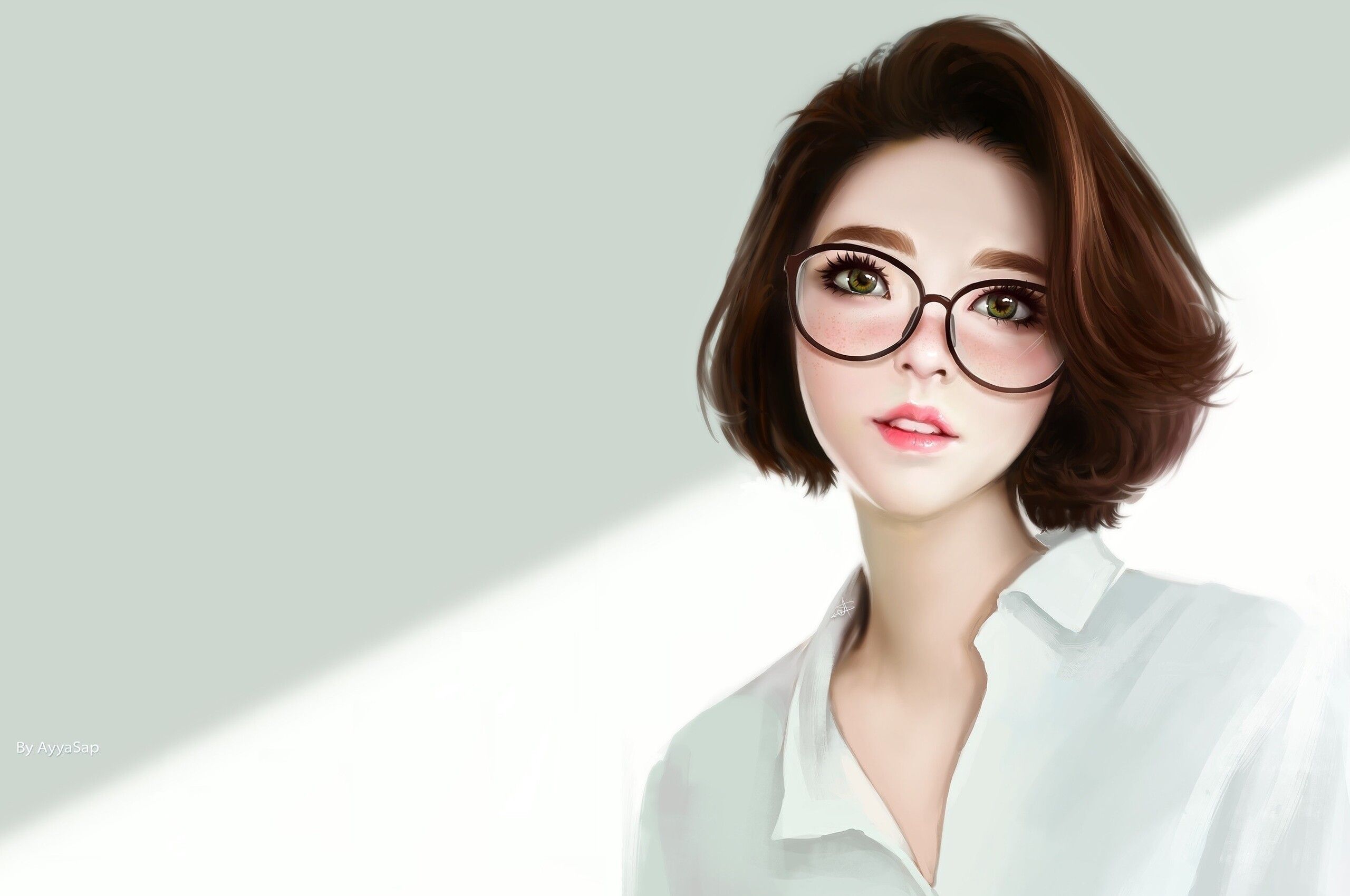 Cute Woman Women With Glasses Artwork Chromebook Pixel HD 4k Wallpaper, Image, Background, Photo and Picture