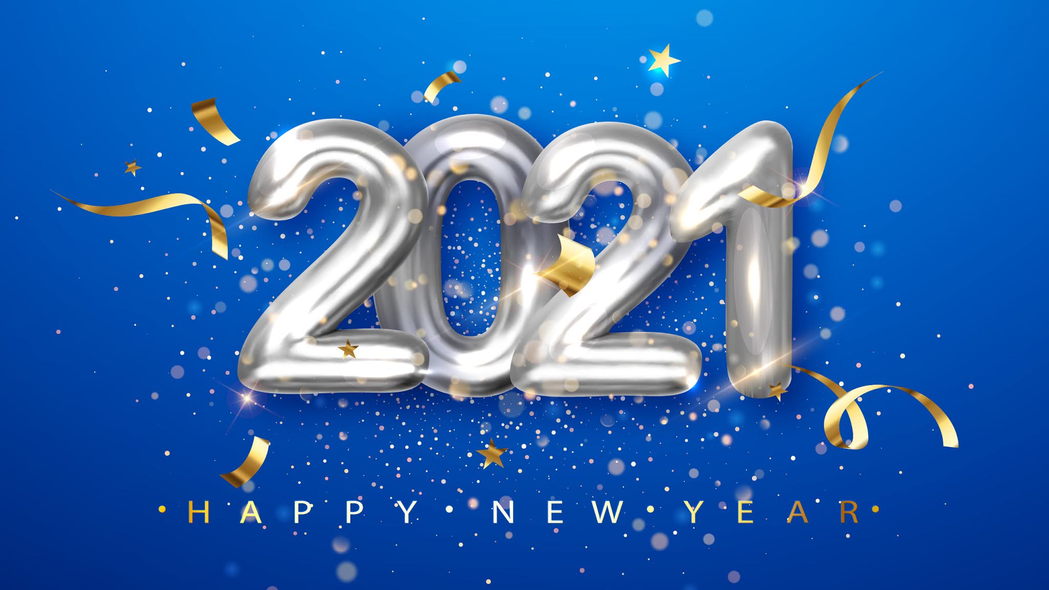 Wallpaper silver balloons happy new year 2021 + Download Wallpaper