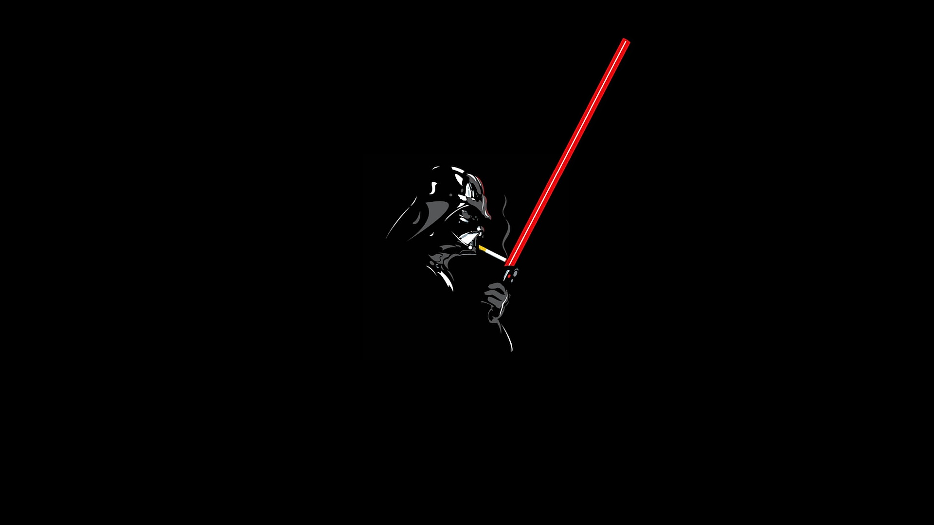Darth Vader lighting a cigarette off his lightsaber [Wallpaper]