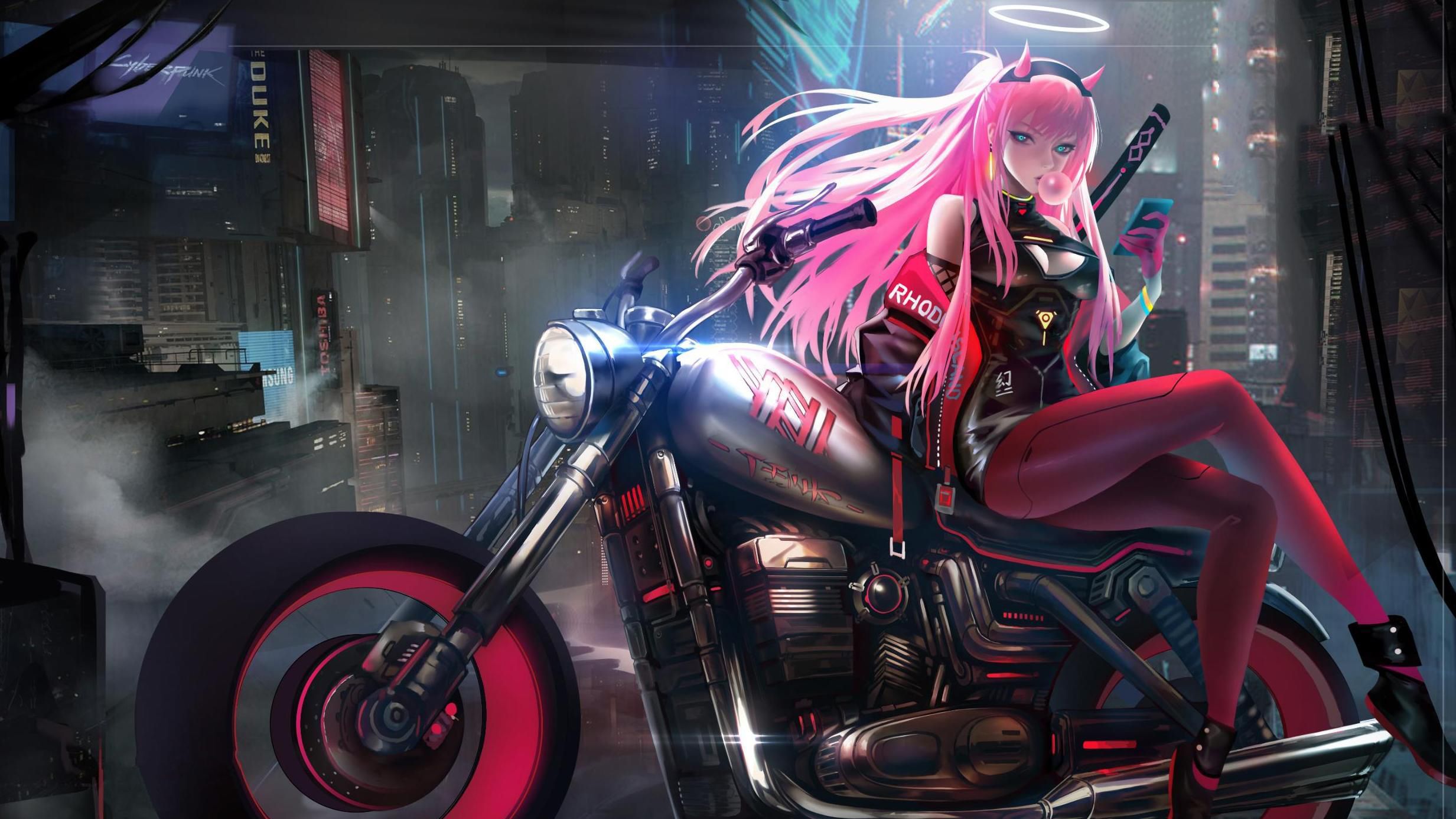 Anime Girl With Motorcycle