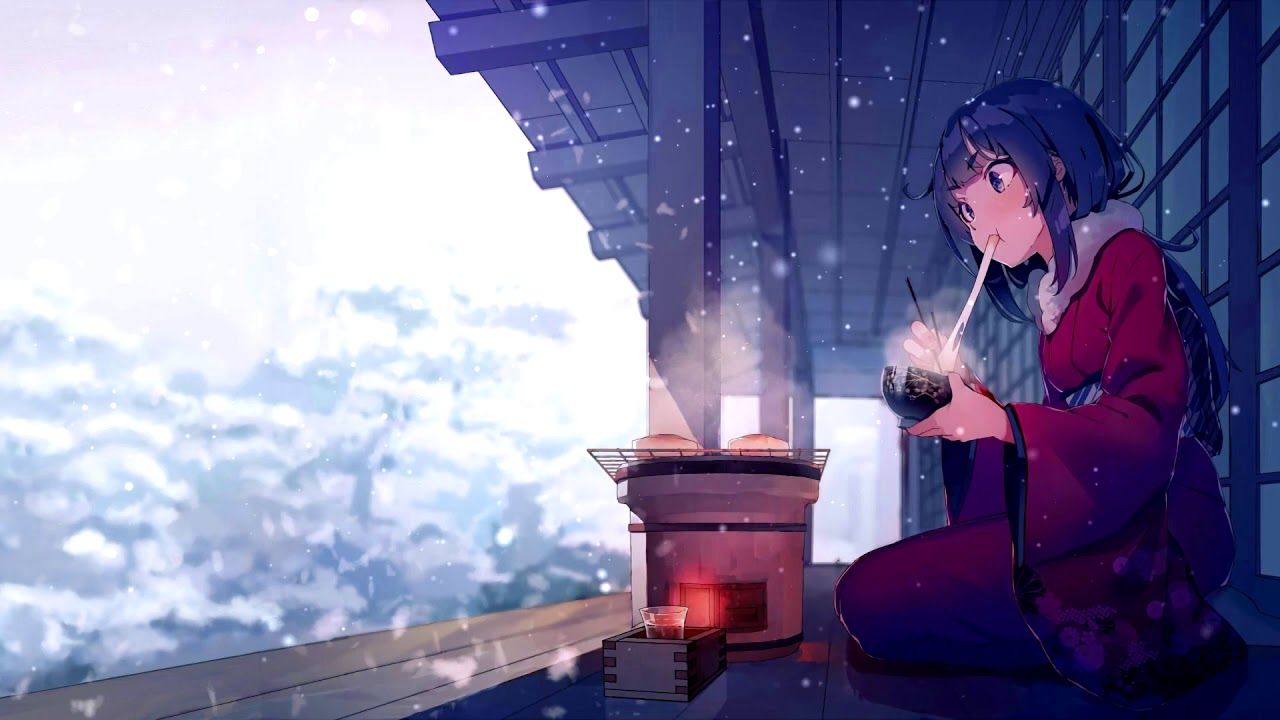 Anime Girl Winter Snow Animated .youtube.com