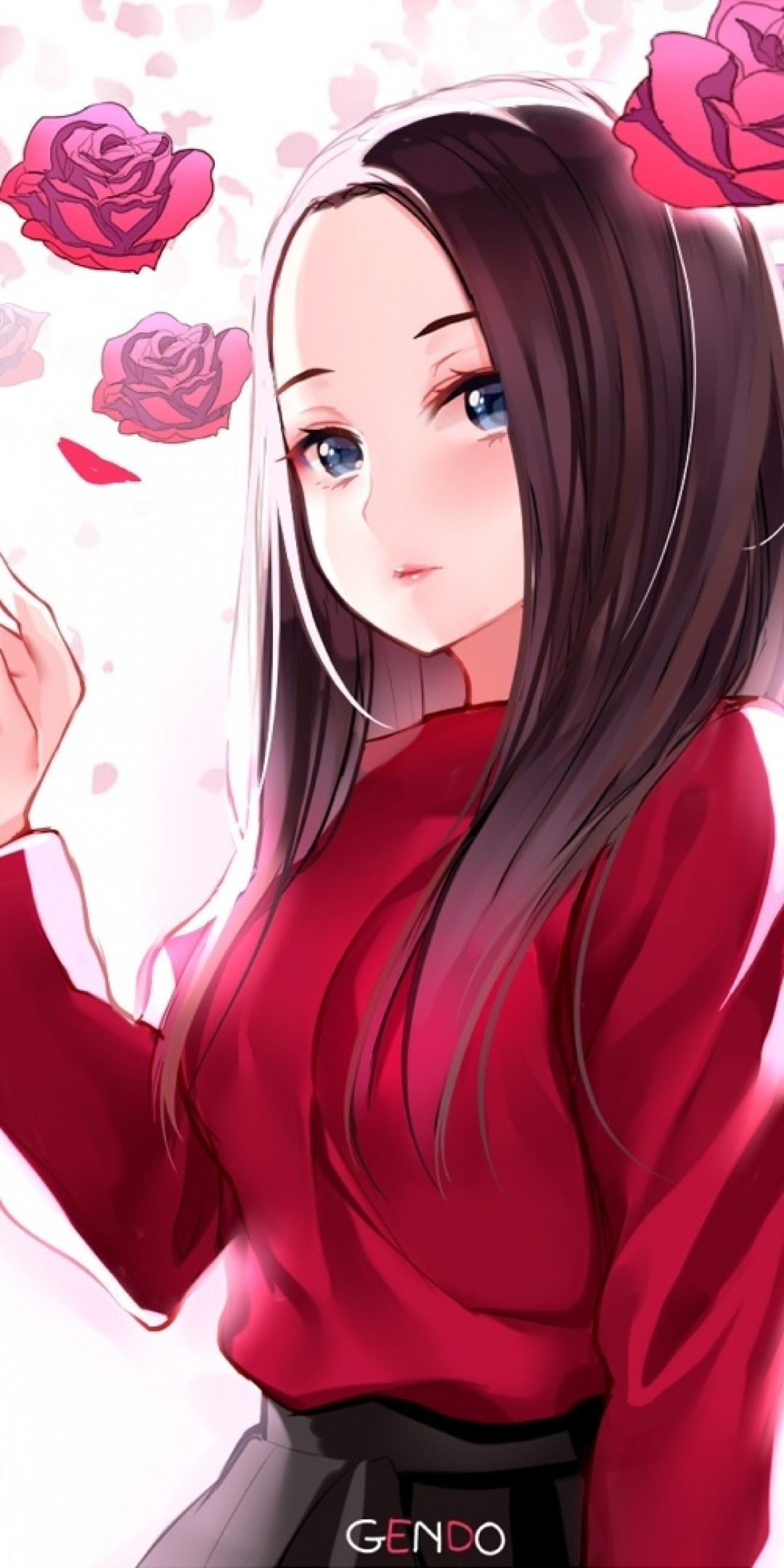 Anime Girl Holding A Rose 