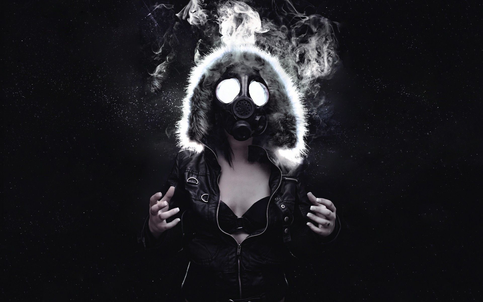 1920x1200, Smoke, Gas Masks, Women, Black Wallpaper With Gas Mask