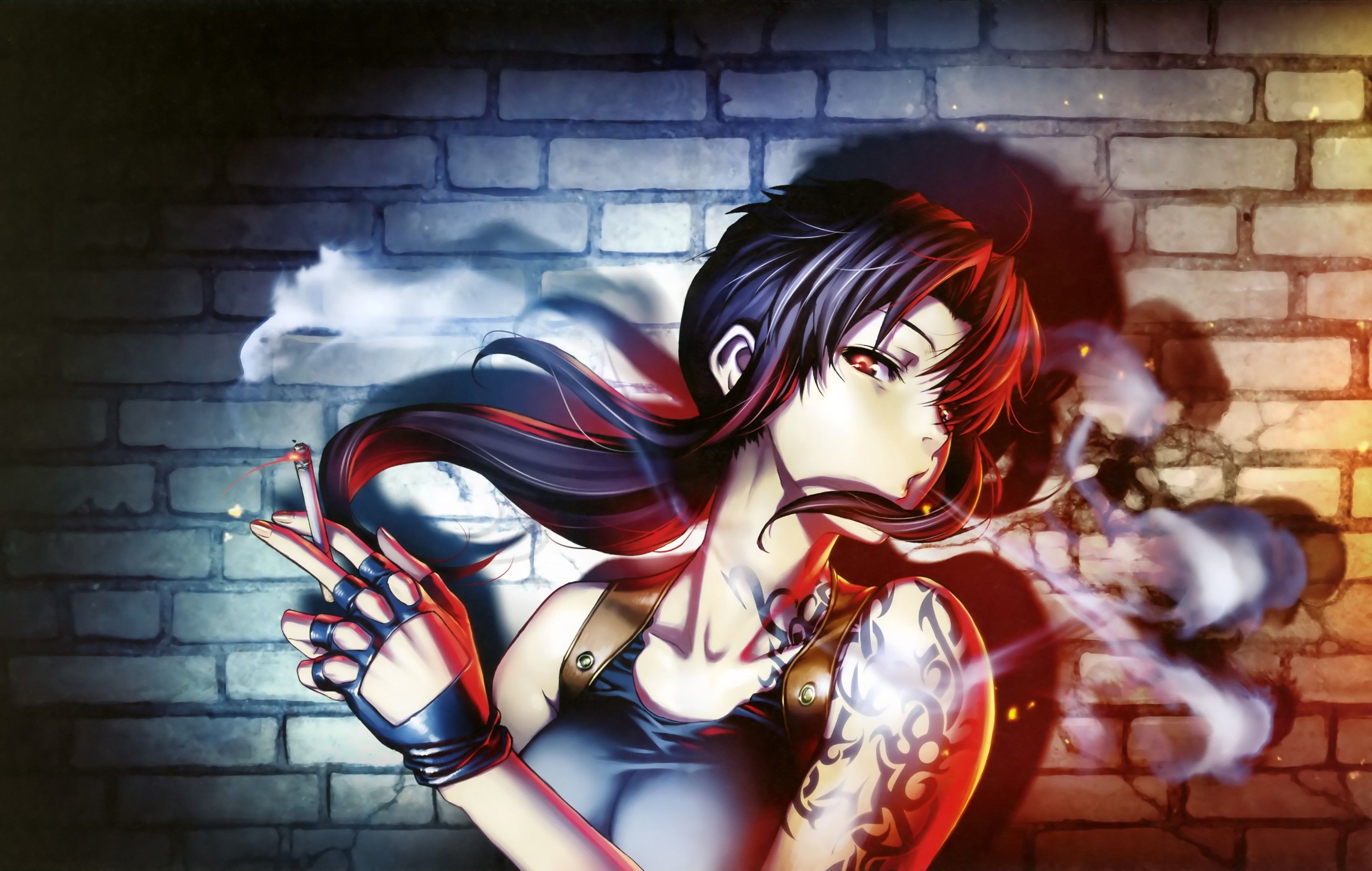 anime, Anime Girls, Revy, Black Lagoon, Smoking, Cigarettes Wallpaper HD / Desktop and Mobile Background