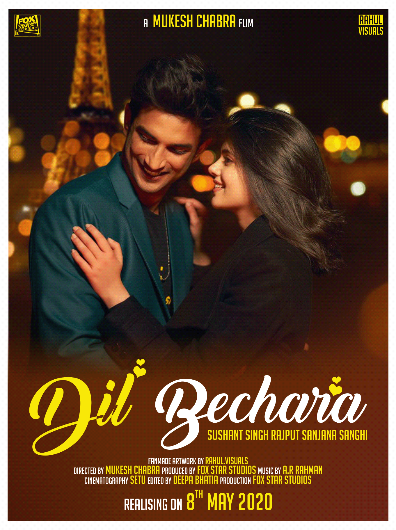 Dil Bechara Fan Made Movie Poster Sushant Singh Rajput