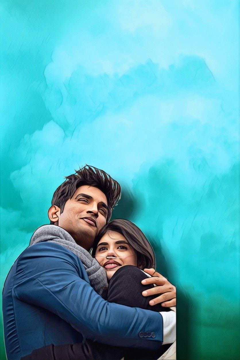 Sushant Singh Rajput movie picture. Dil Bechara movie stills. Animated love image, Romantic couples photography, Love couple image