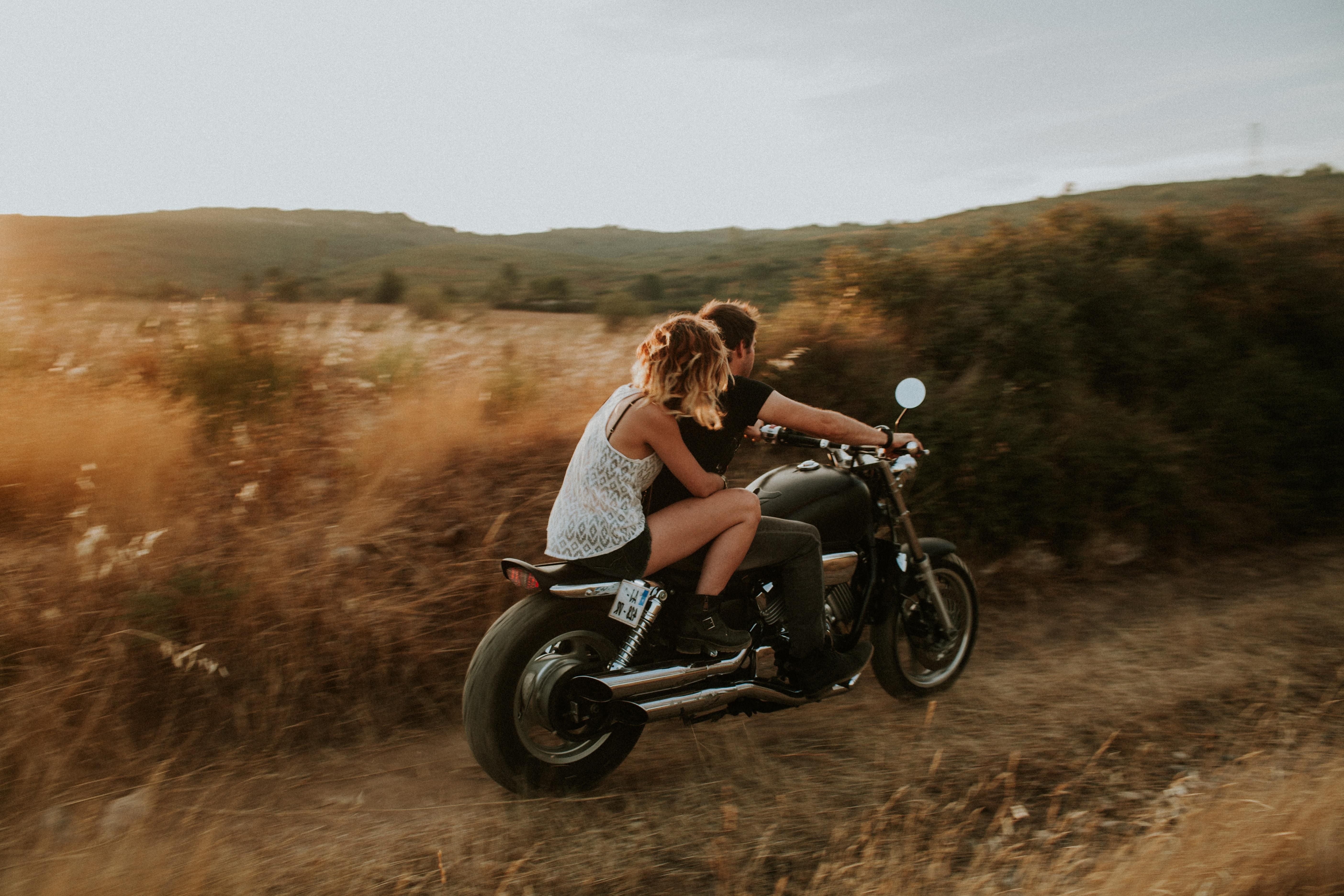 Couple, Motorcycle, Love, Speed Ride Romantic Couple