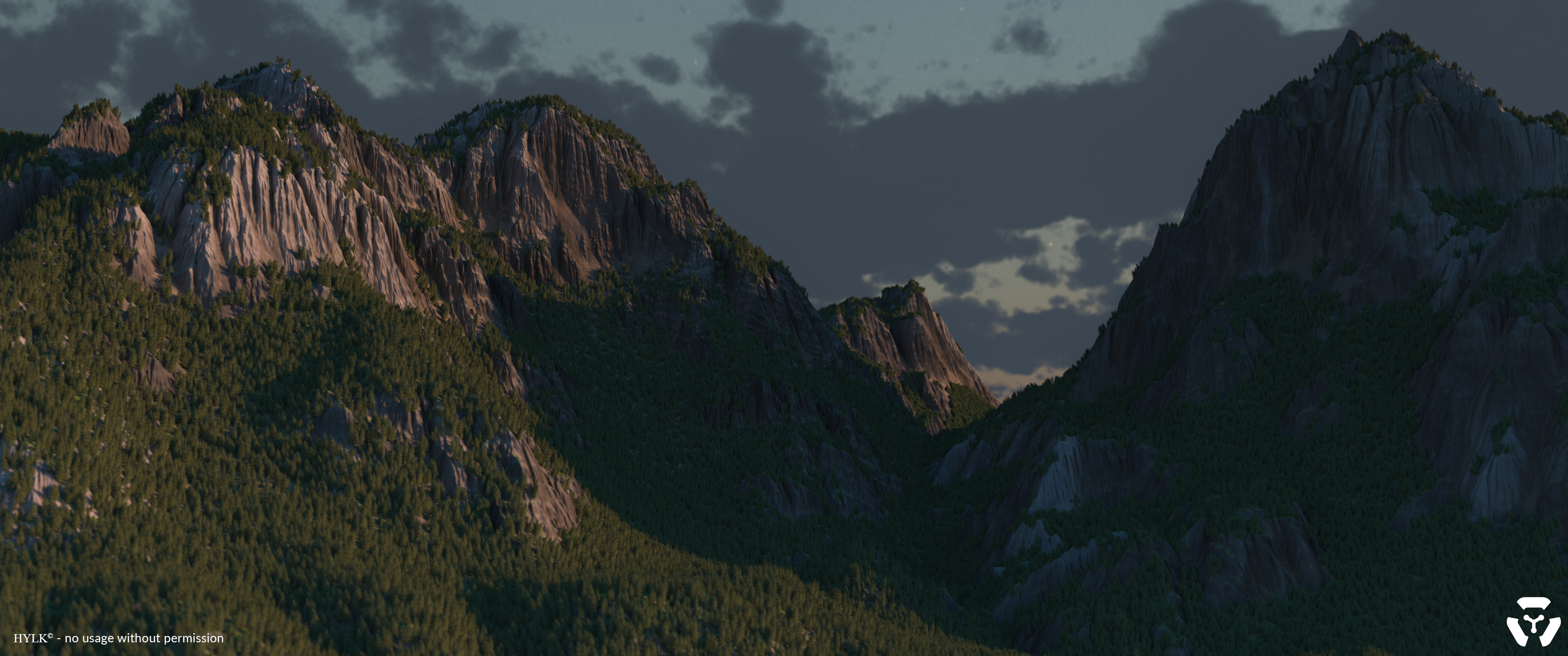 Made some Mountain Terrain, got a Wallpaper. (3440x1440)