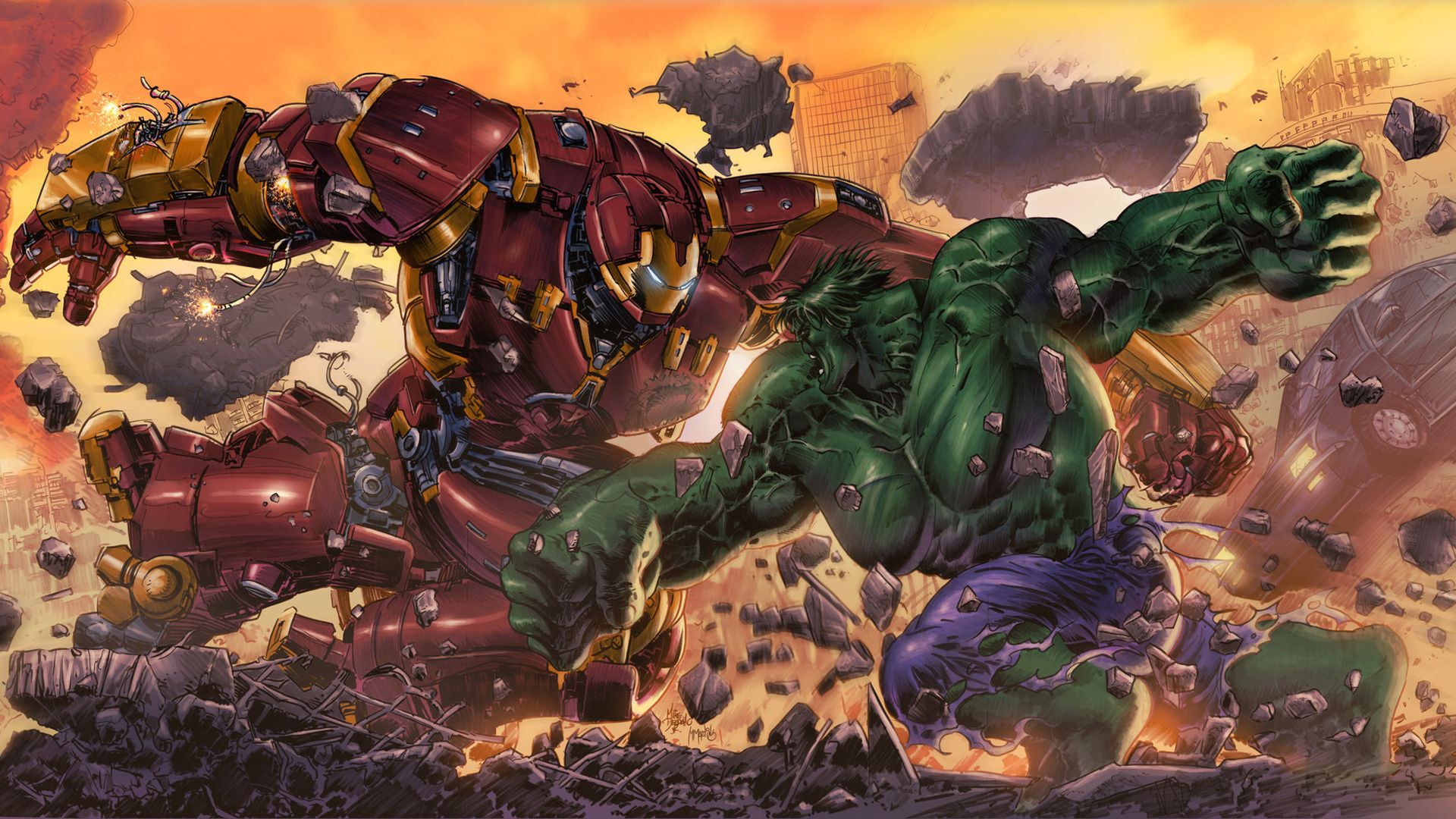Iron Man, Hulkbuster Vs Hulk, Fight, Superheros, Artwork, Vs Hulkbuster Wallpaper HD