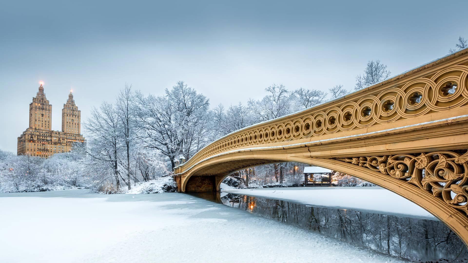 Bow Bridge In Central Park New York City Usa