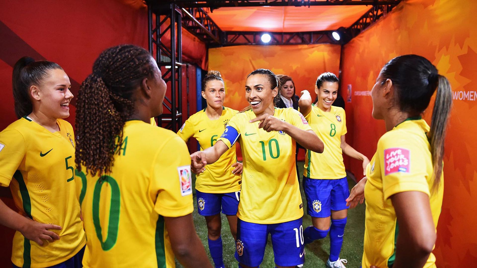 Download 1920x1080 Brazil Women's Football Team Nike 2015 Home Kit Wallpaper