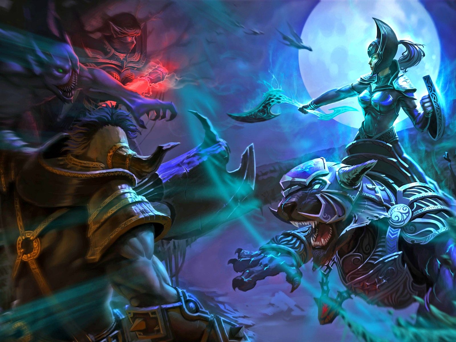 Full Moon Women Fantasy Warrior Elf Monster 2560x1440 HD Wallpaper 1907031, Wallpaper13.com