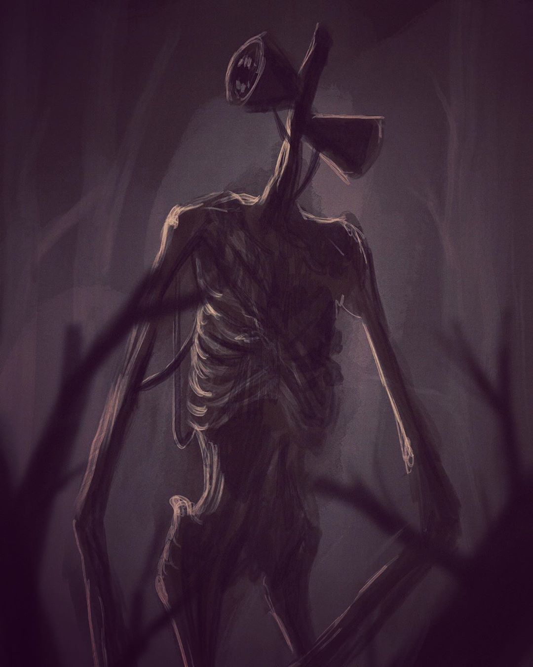 Trevor Henderson on Instagram: “Sirenhead sure has had a week! Thank you to all the new followers!”. Scary art, Scary image, Creepy art