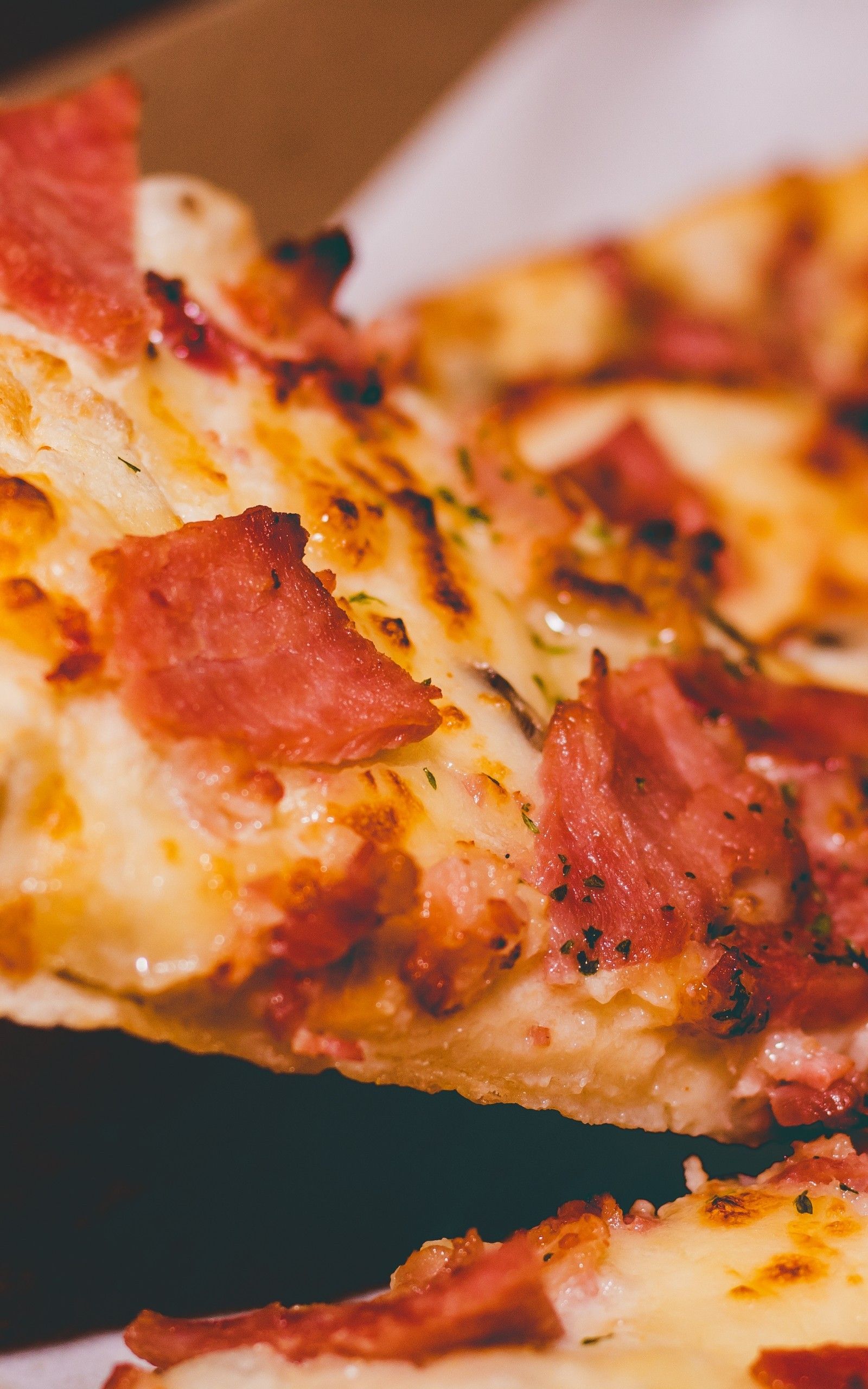Download 1600x2560 Pizza Slice, Fast Food, Cheese, Mozzarella, Ham Wallpaper for Google Nexus 10