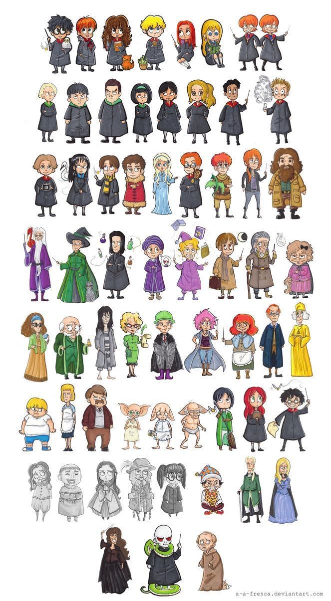 Harry Potter By A A Fresca. Harry Potter Cartoon, Harry Potter Characters, Harry Potter Drawings