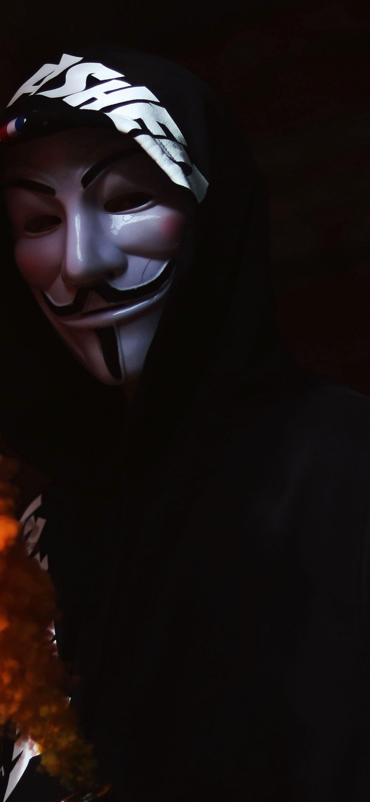 Download 1242x2688 Orange Smoke, Guy Fawkes Mask, Hoodie, Anonymous Wallpaper for iPhone 11 Pro Max & XS Max