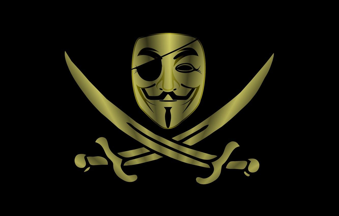 Wallpaper Minimalism, Background, Mask, Pirate, Anonymous, Anonymous, Swords image for desktop, section минимализм
