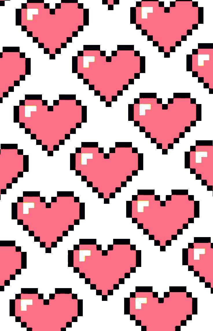 Pink Pixel Hearts Wallpaper shared