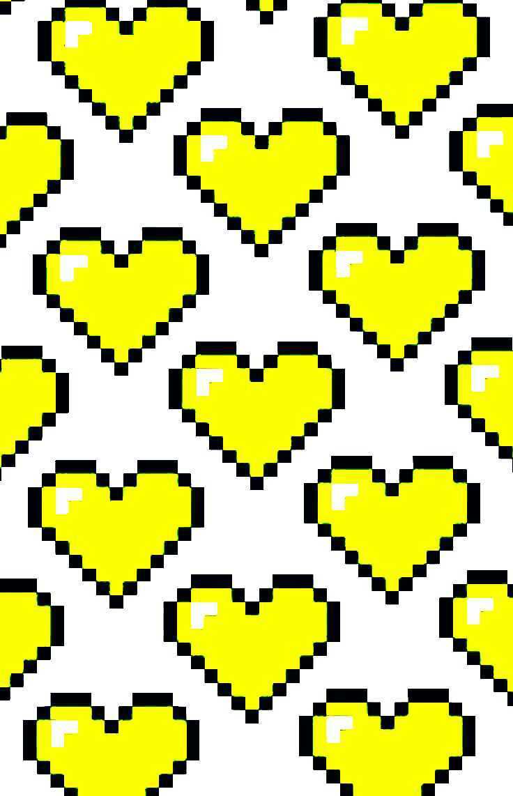Yellow Pixel Hearts Wallpaper discovered