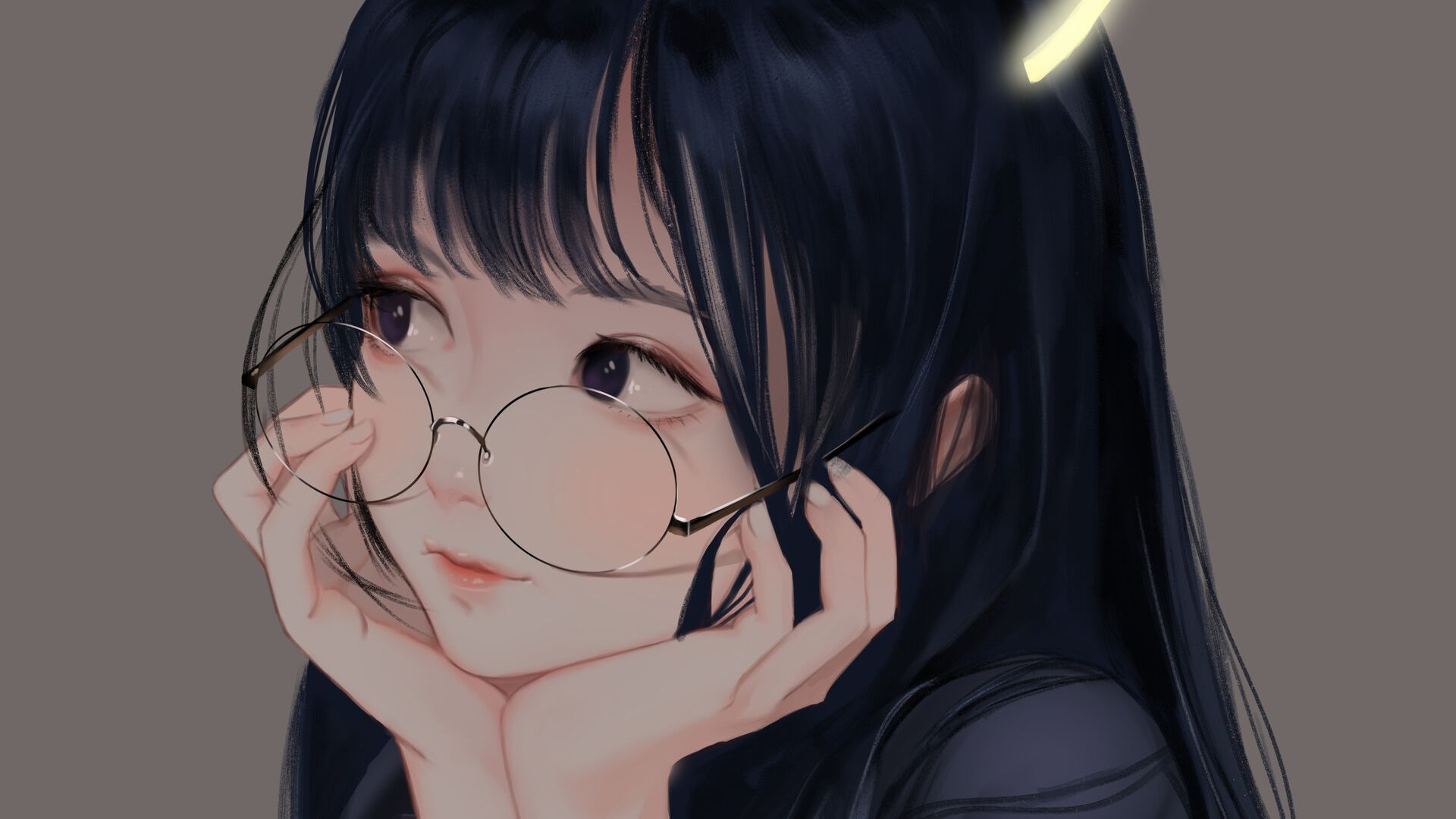 eyes, anime girls, glasses  4800x2400 Wallpaper 