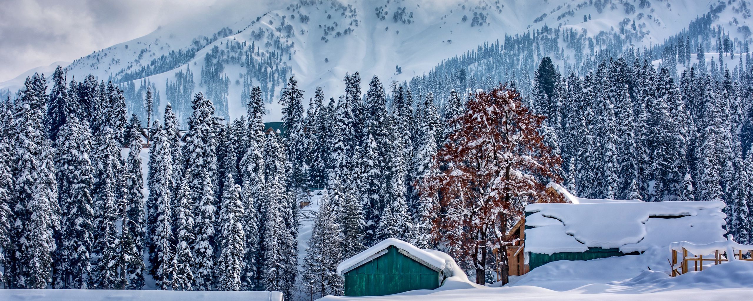 Download wallpaper 2560x1024 himalayas, kashmir, mountains, winter ultrawide monitor HD background