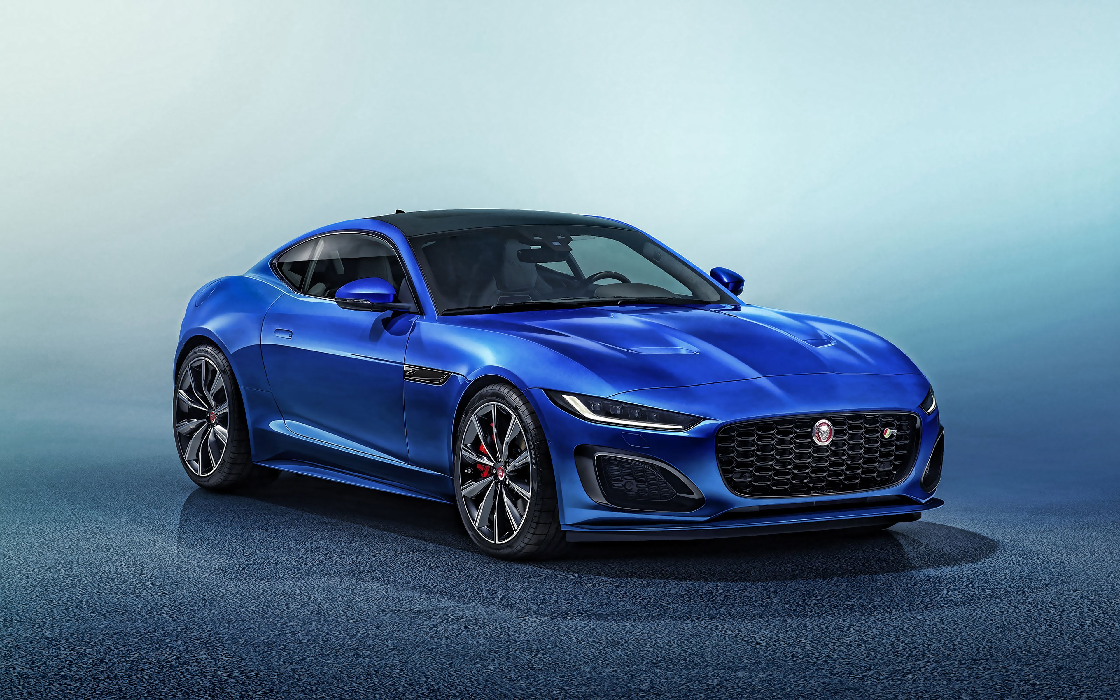 Download Wallpaper Jaguar F Type Coupe, 4K, Front View, Exterior, New Blue F Type Coupe, Blue Sports Coupe, British Sports Cars, Jaguar For Desktop With Resolution 3840x2400. High Quality HD Picture Wallpaper