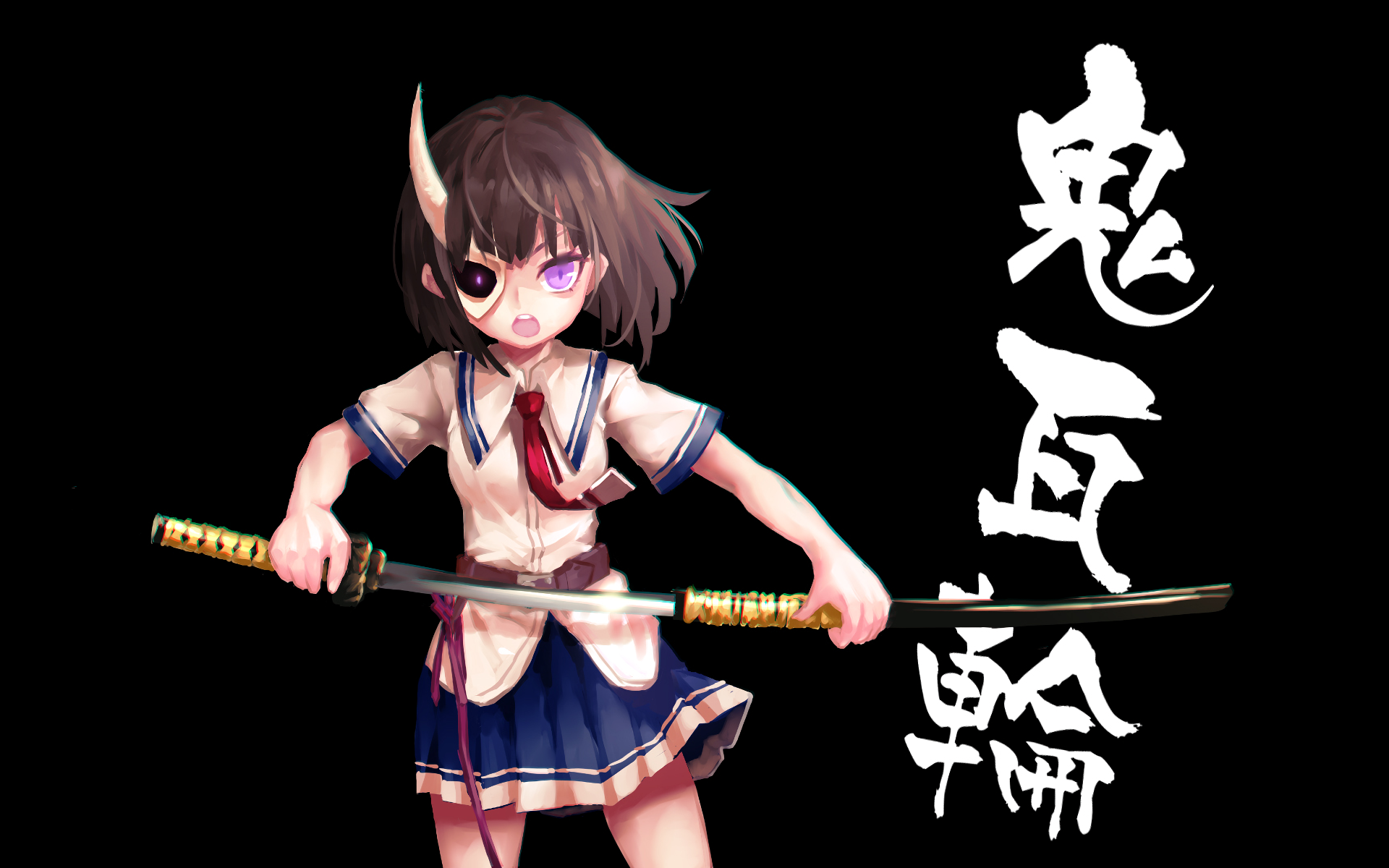 Rin Onigawara Busou Shoujo Machiavellianism Armed Girls Machiavellism Katana Mask Wallpaper:1920x1200
