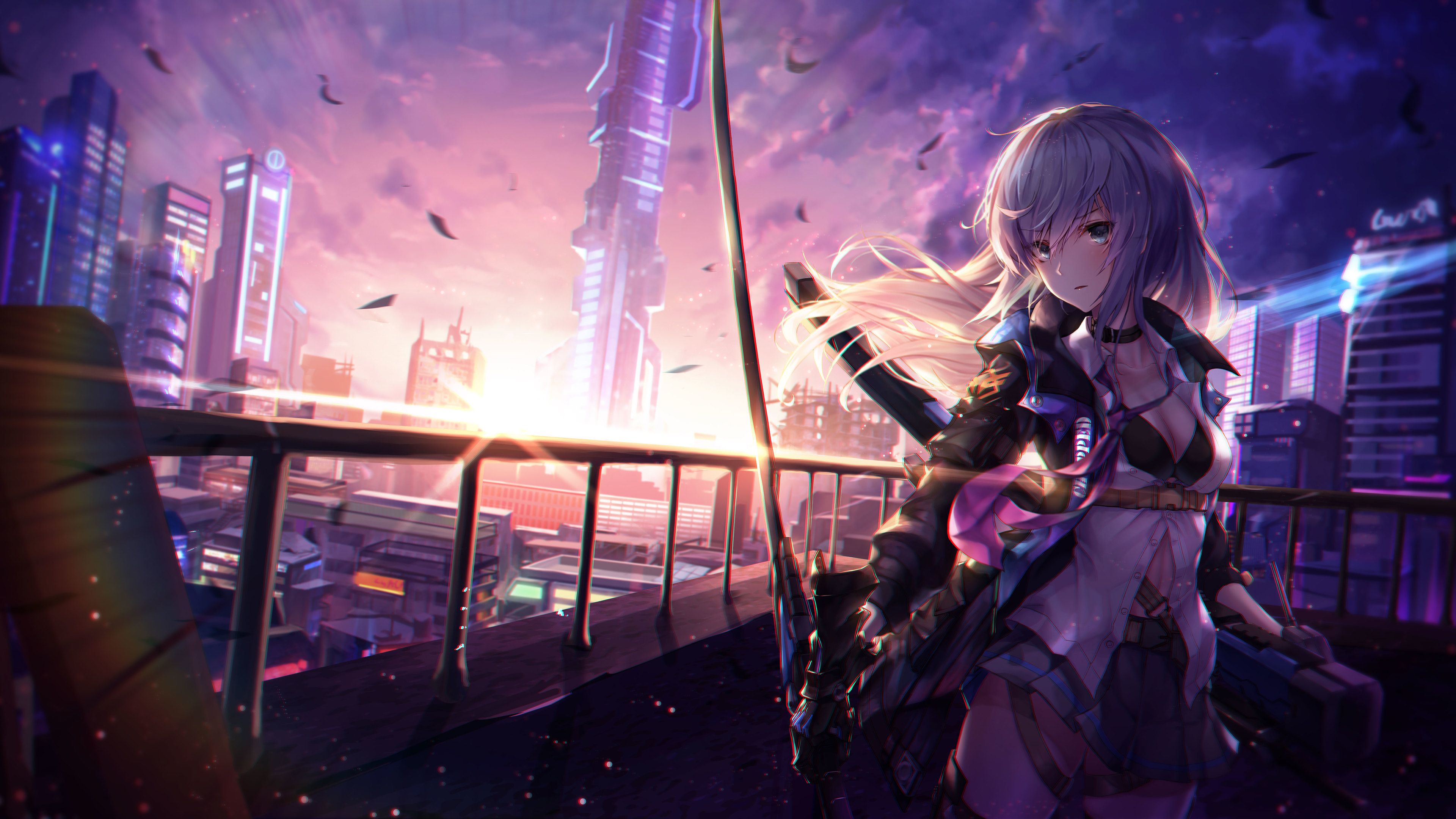 Wallpaper 4k Anime Warrior Girl With Sword 4k 4k Wallpaper, Anime Girl Wallpaper, Anime Wallpaper, Artist Wallpaper, Artwork Wallpaper, Digital Art Wallpaper, Hd Wallpaper, Warrior Wallpaper