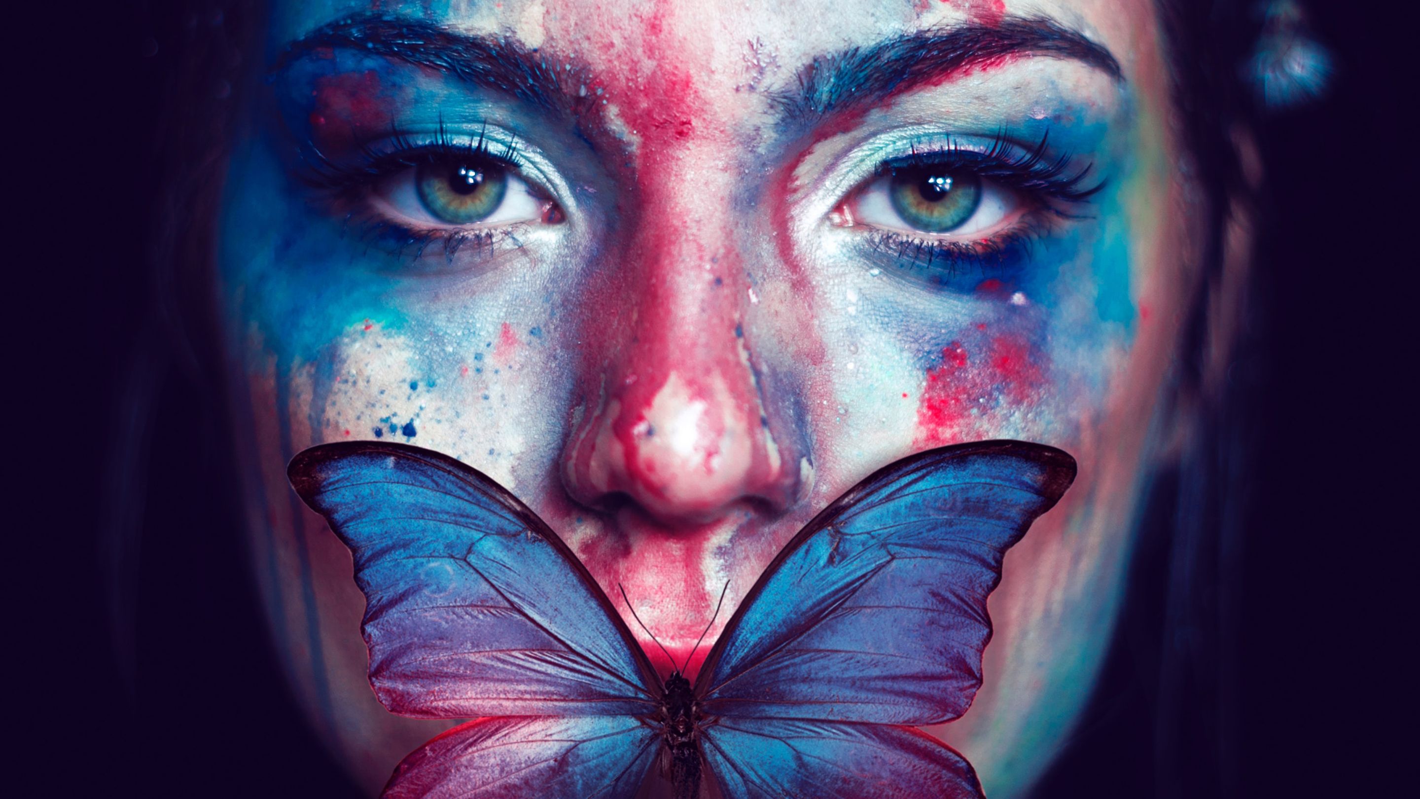 Beautiful Woman Butterfly Portrait Wallpaper
