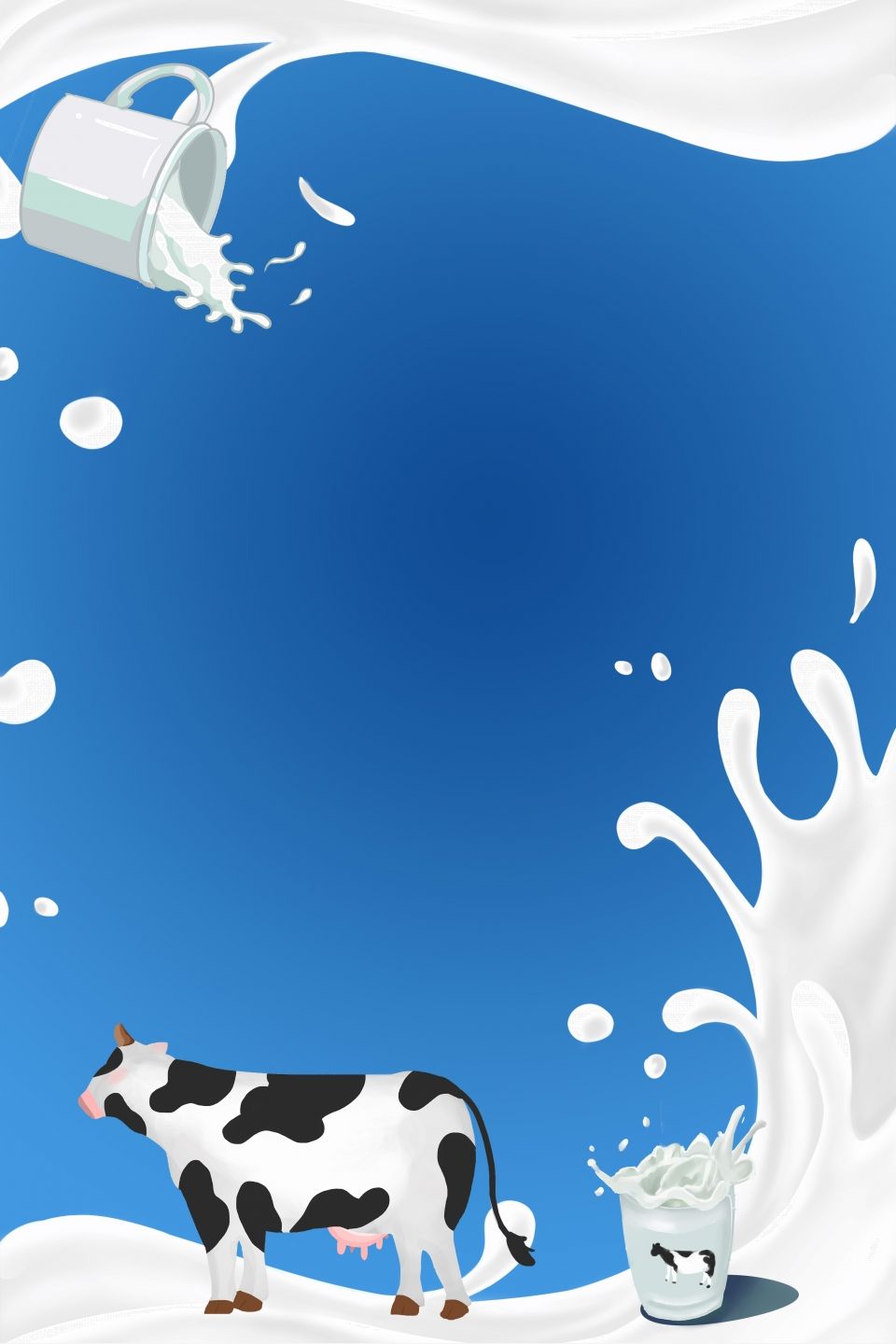 International Milk Day Blue Cartoon Poster. Cow illustration, Cartoon posters, Simple poster