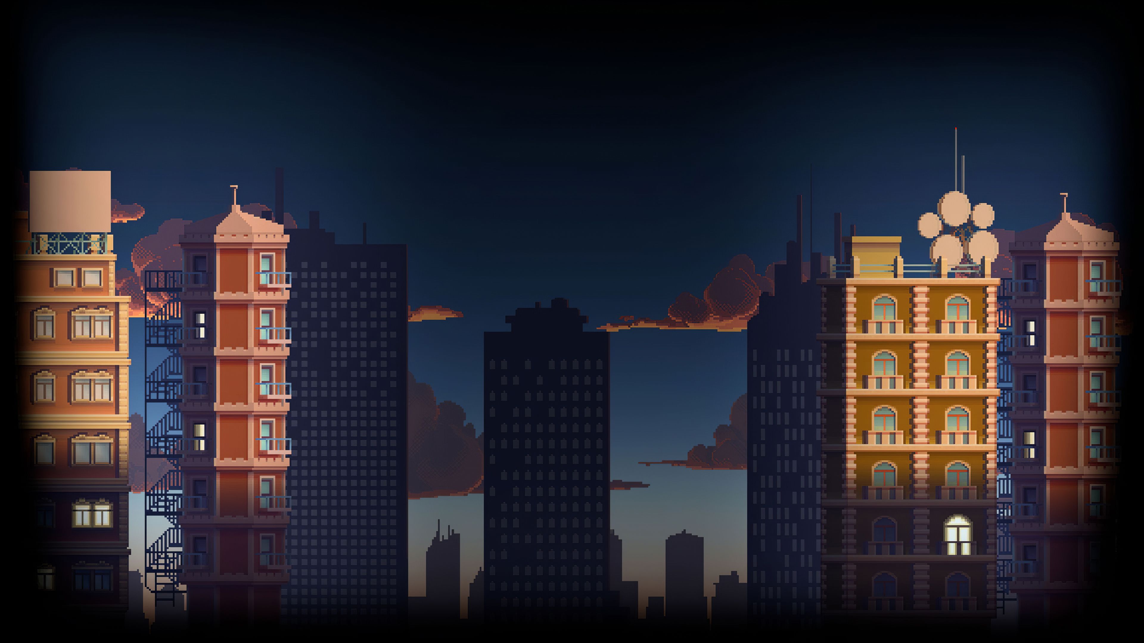 City Buildings Pixel Art 4k 1440P Resolution HD 4k Wallpaper, Image, Background, Photo and Picture