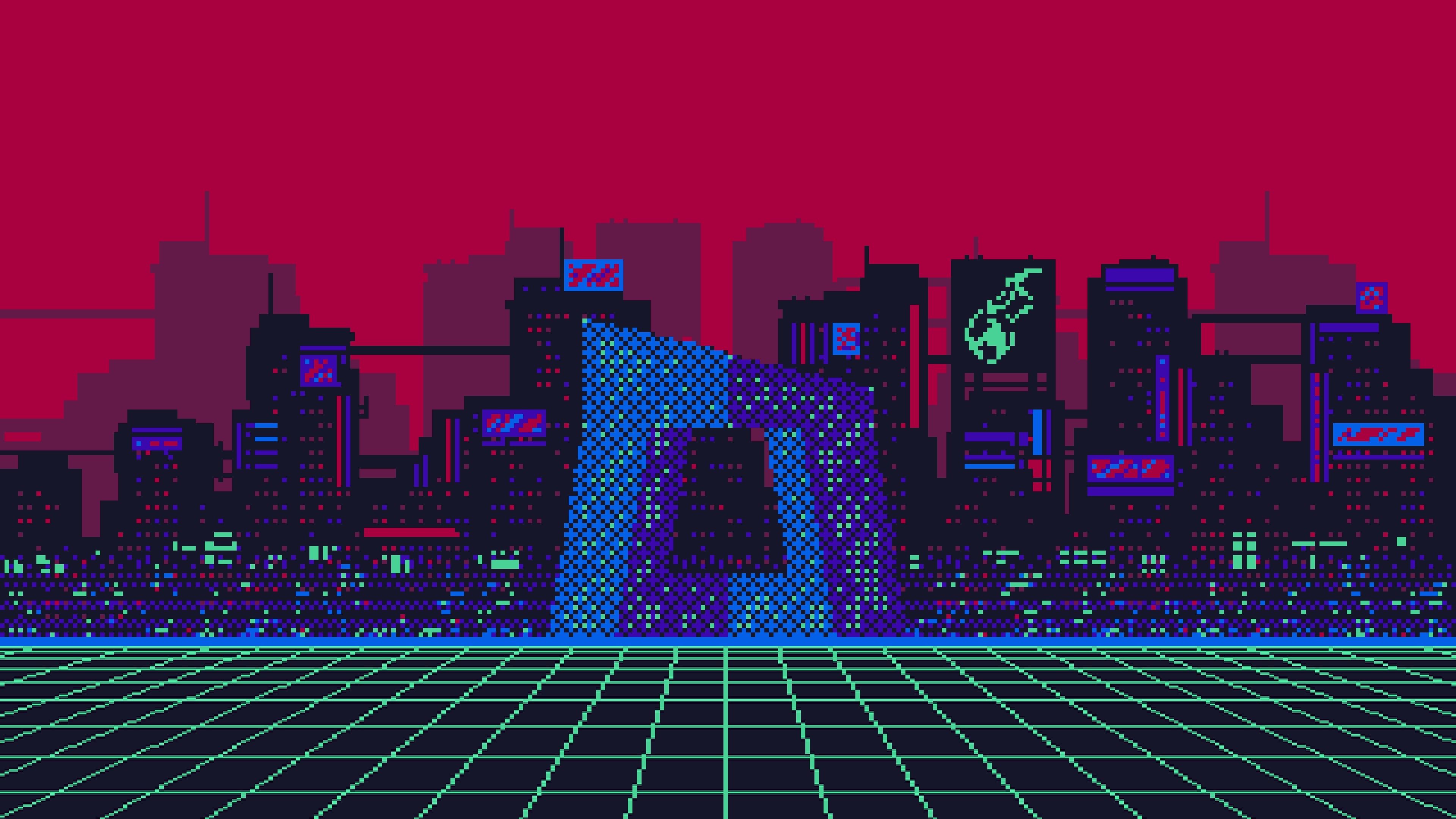 pixelated mini-dump  Pixel city, Pixel art background, Desktop wallpaper  art