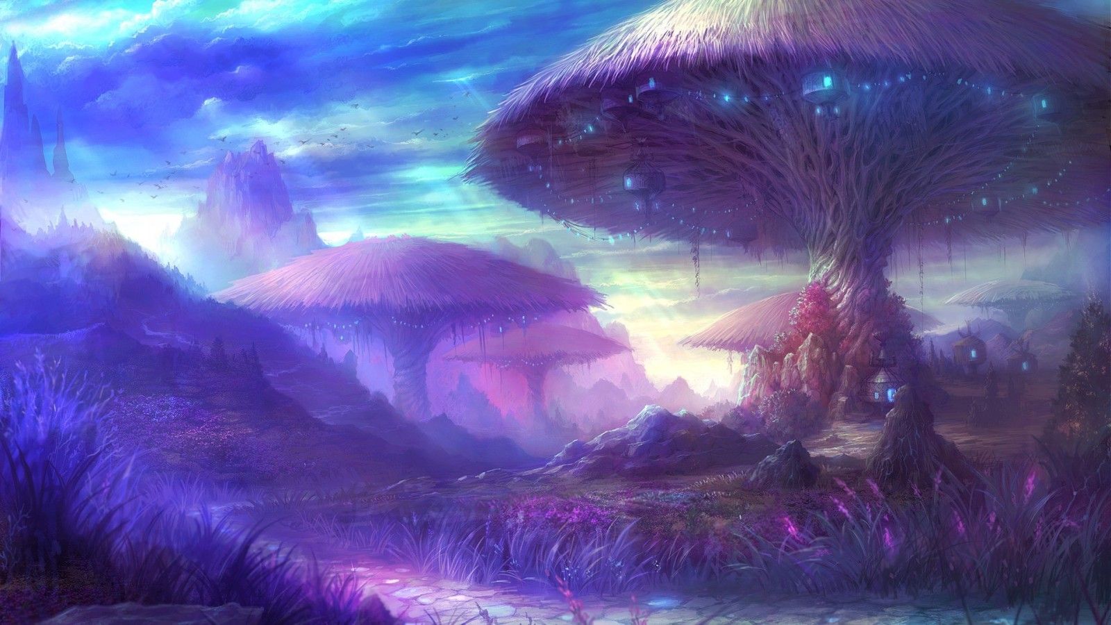#fantasy art, #jellyfish, #magic mushrooms, wallpaper
