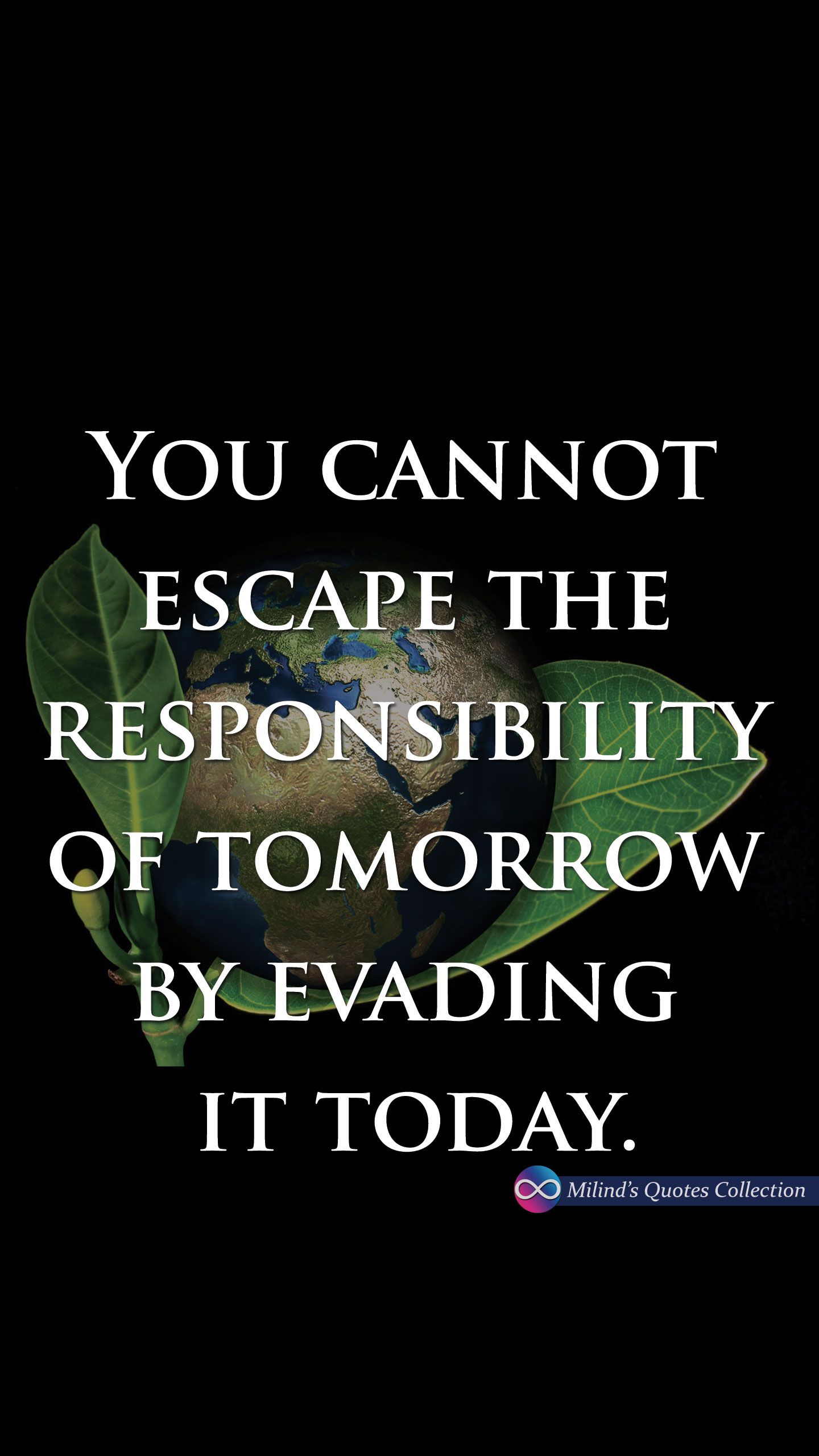 You cannot #escape the #responsibility of #tomorrow by #evading it today. #MilindsQuotesCollection #Quotes #Wallpaper #Pic. Quotes, Wallpaper quotes, No response