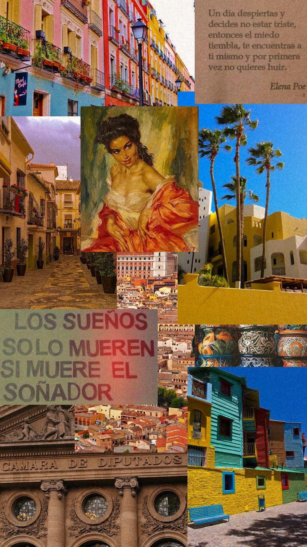 spanish collage aesthetic background. Aesthetic background, Background, Aesthetic wallpaper