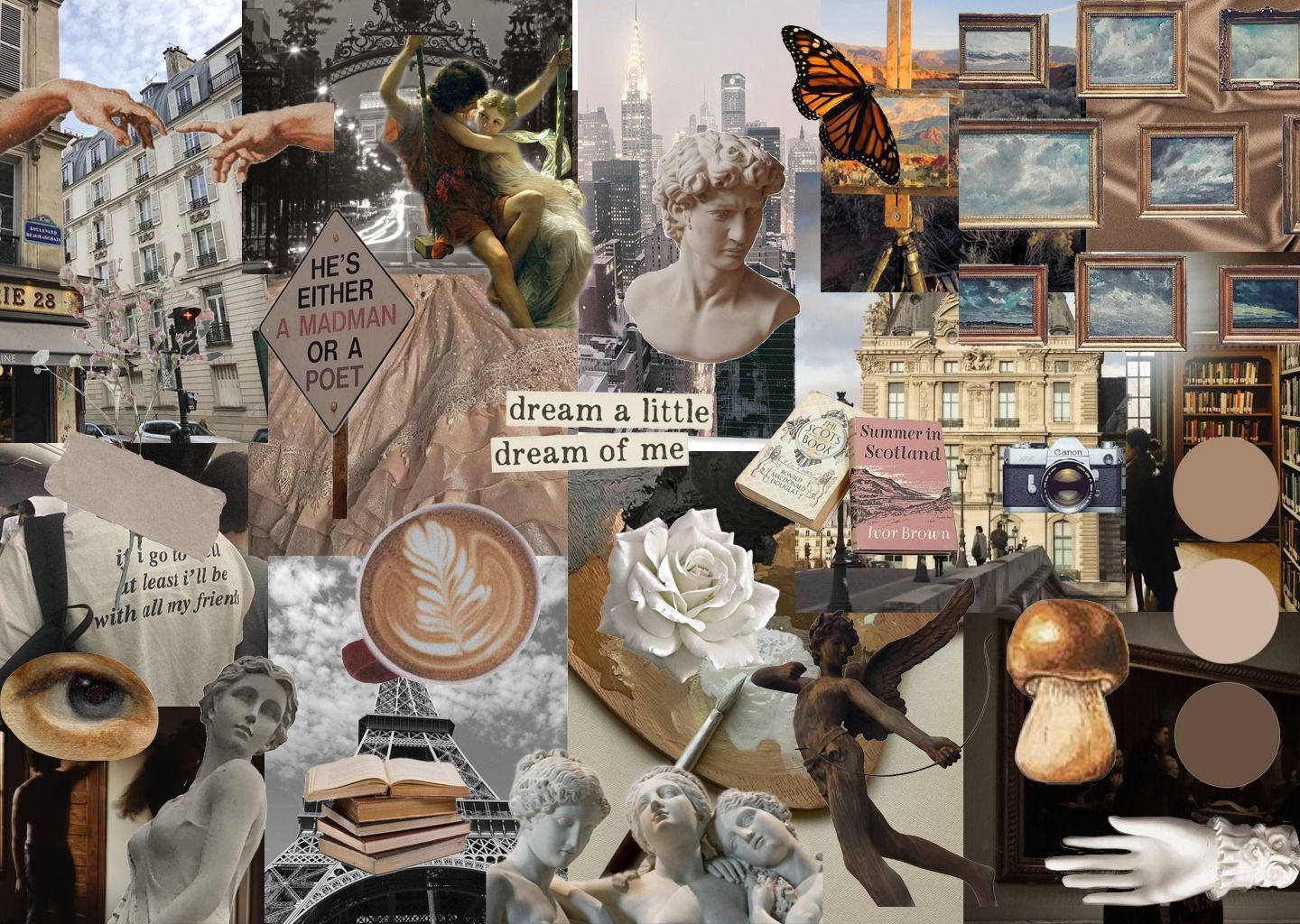 Dark Academia Aesthetic Collage Wallpaper