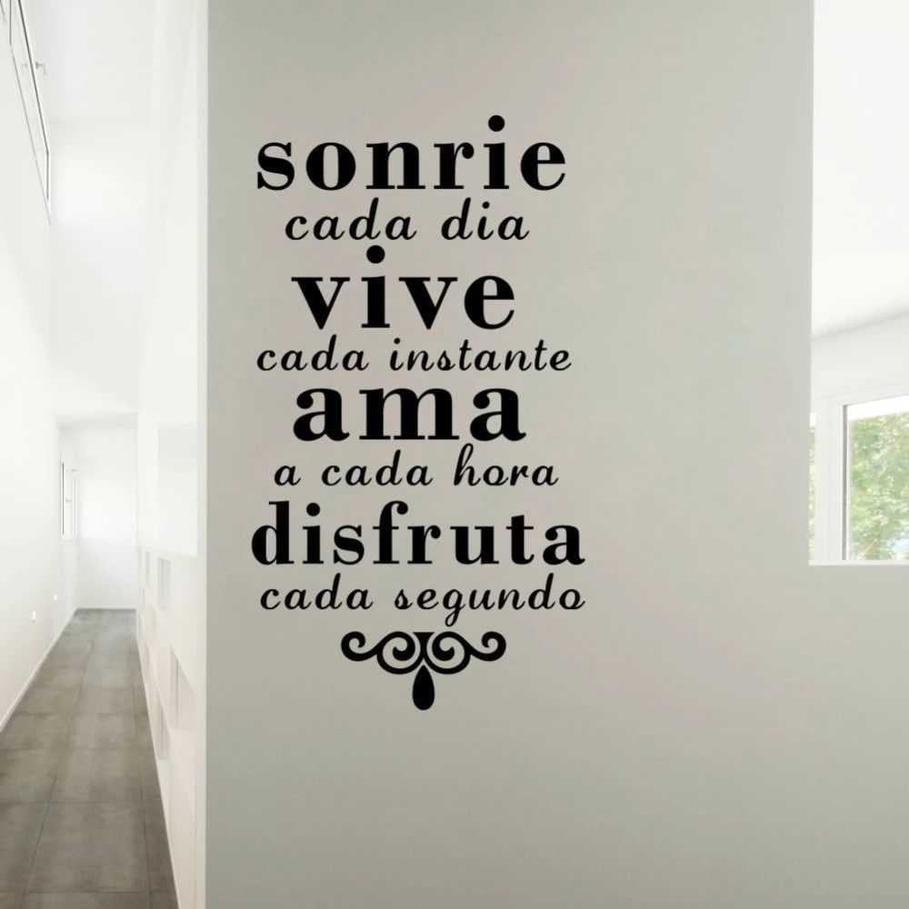 Inspirational Spanish Quotes Smile Everyday Live Every Moment Vinyl Art Wall Stickers Home Destination. Wallpaper