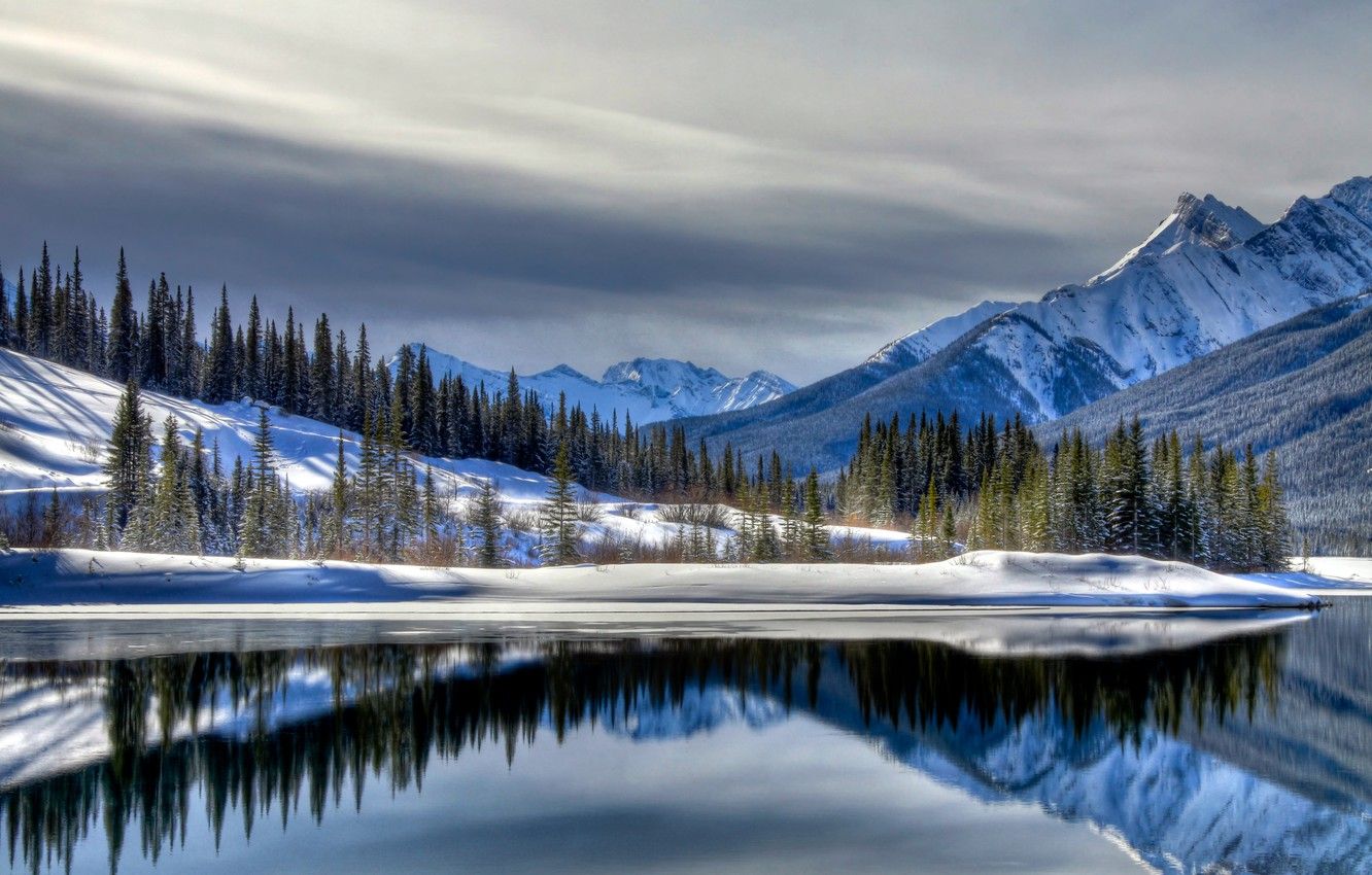 Wallpaper winter, snow, mountains, lake, landscape, winter, snow image for desktop, section природа