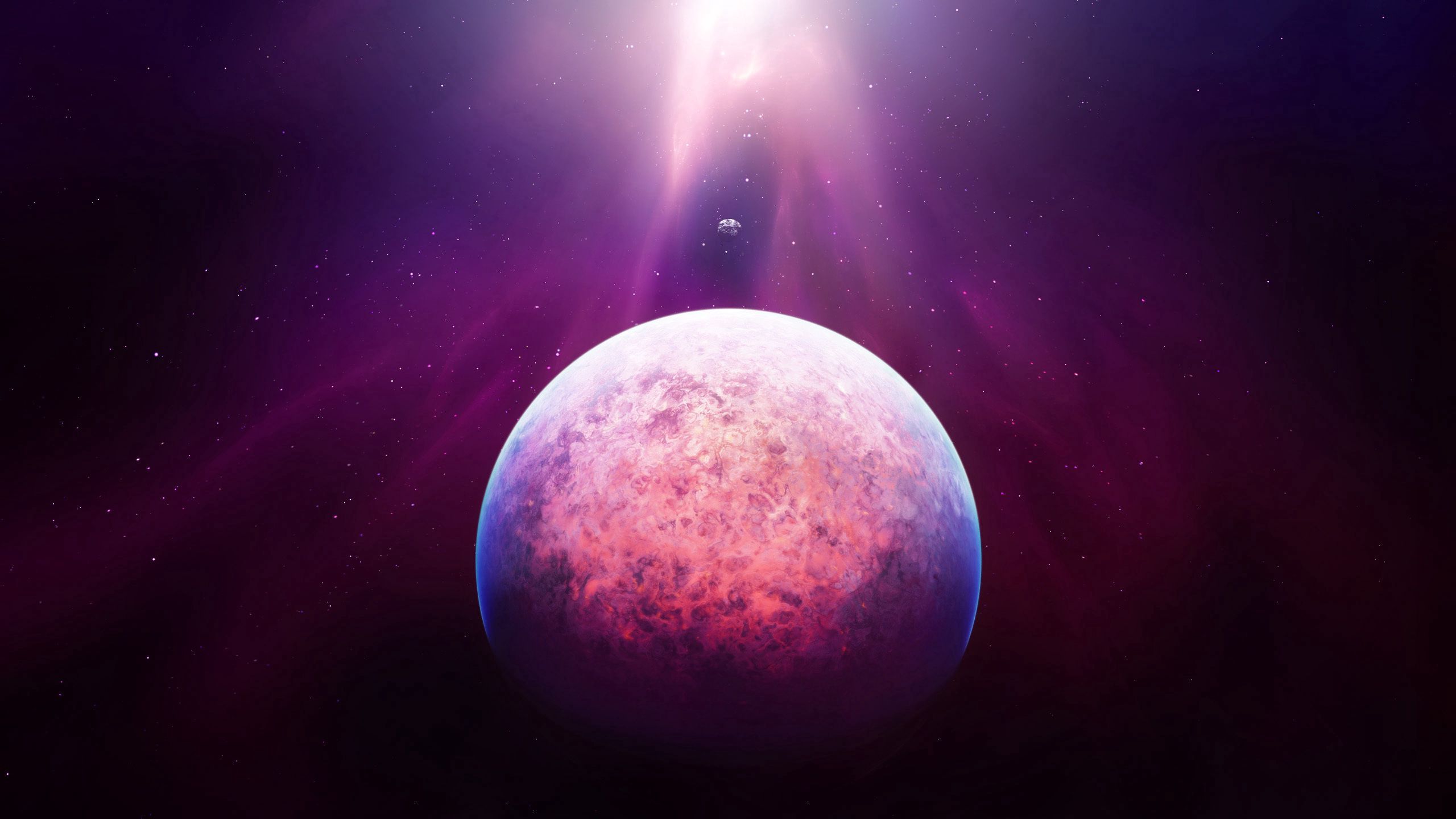 Download wallpaper 2560x1440 planet, space, glow widescreen 16:9 HD background