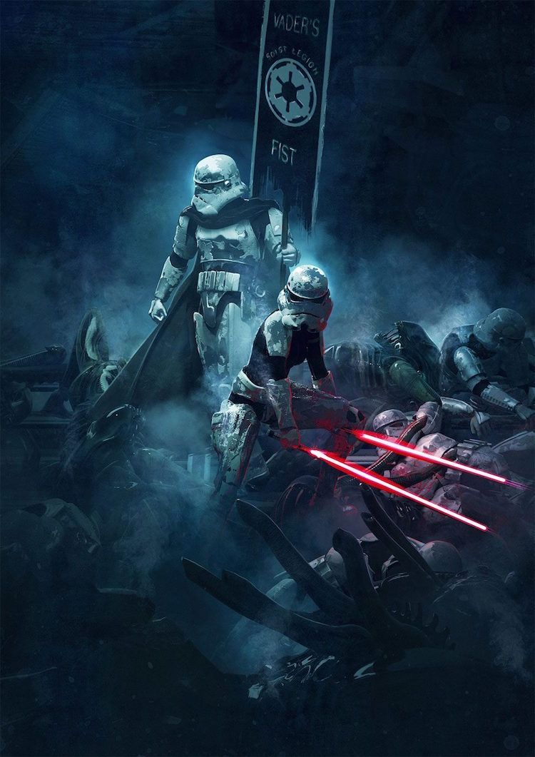 Cinematic Illustrations Reimagine Epic Movie Battles as Stormtroopers vs. Aliens. Star wars wallpaper, Star wars picture, Star wars poster