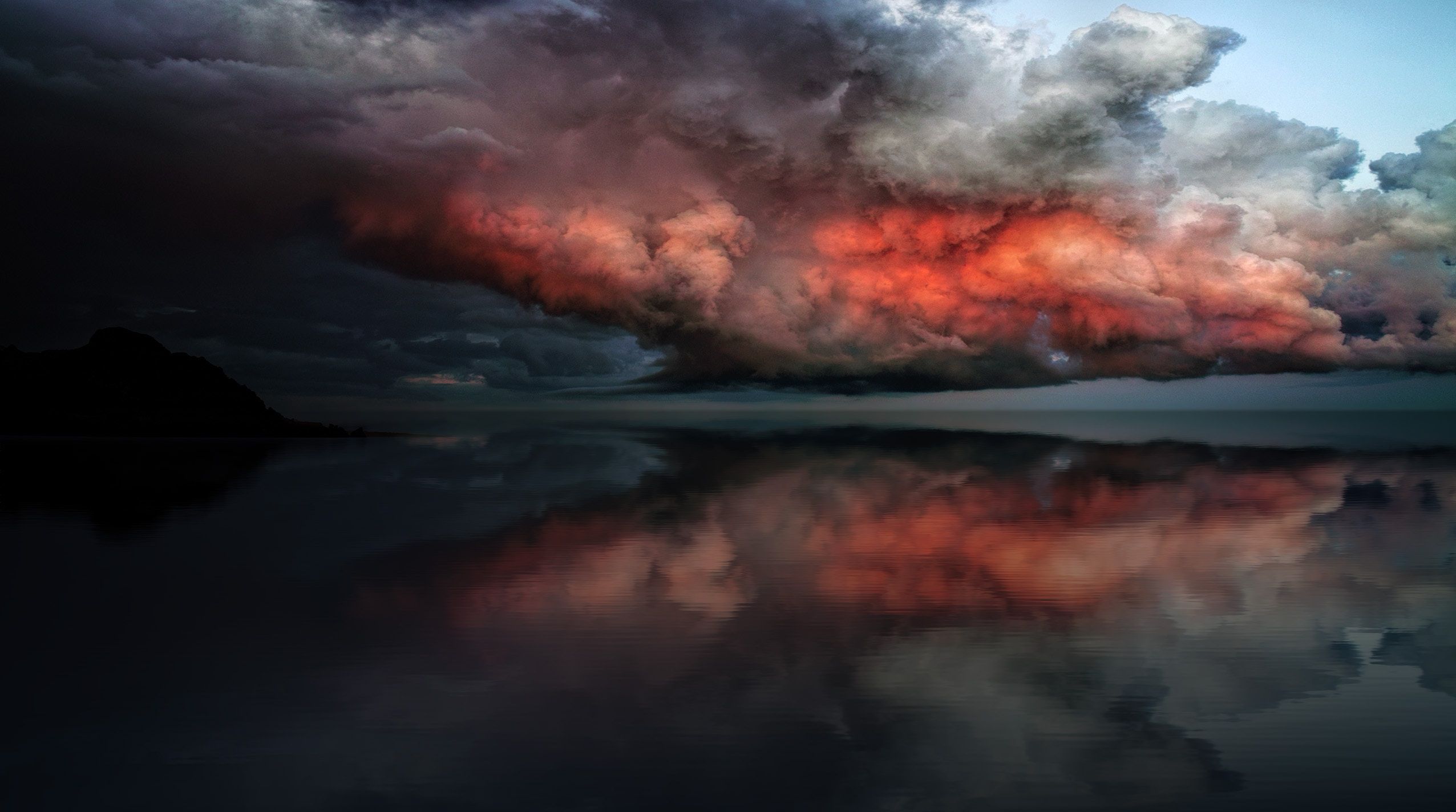 Storm Red Clouds Touching Ocean, HD Nature, 4k Wallpaper, Image, Background, Photo and Picture