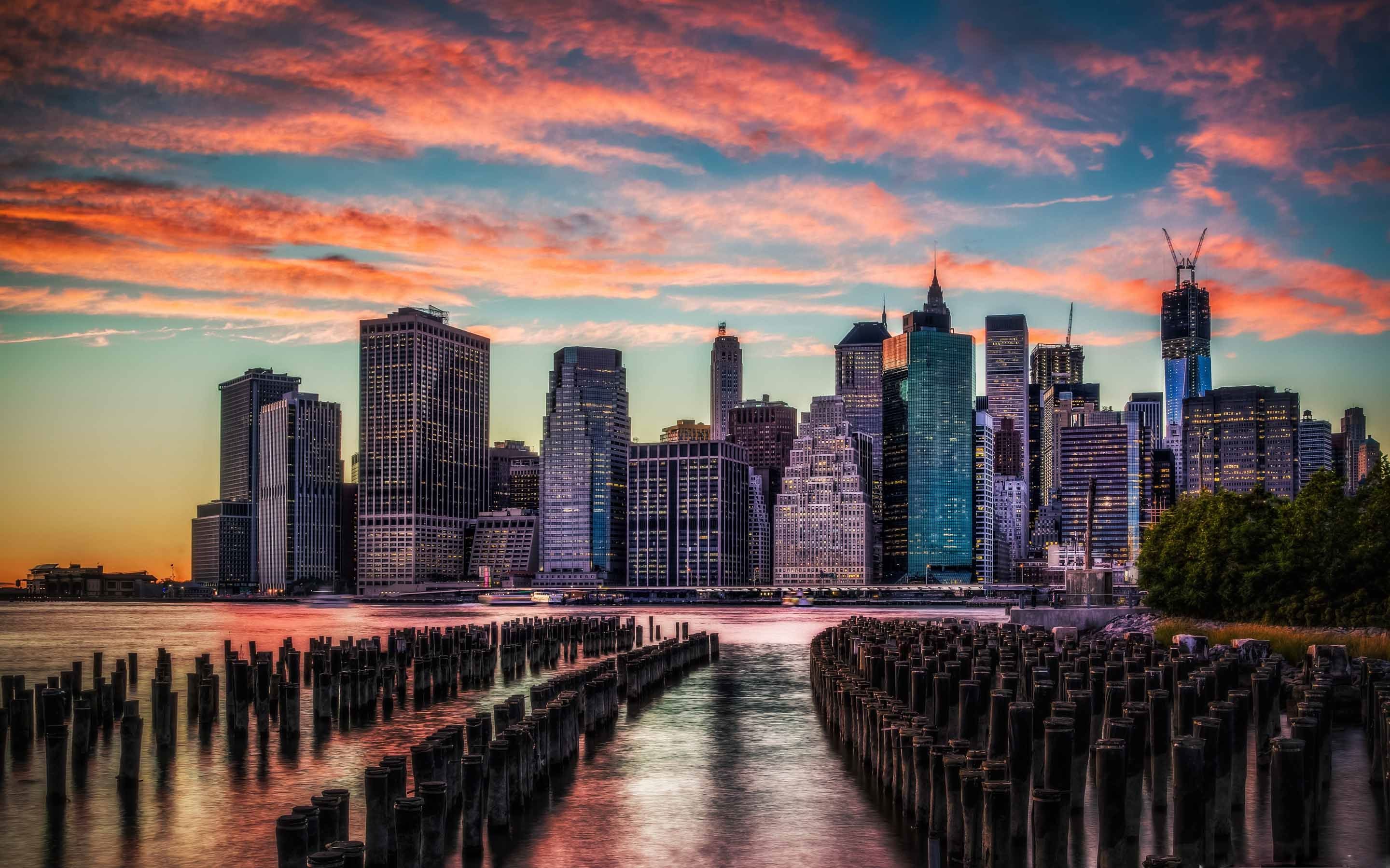 Manhattan Skyline Sunset MacBook Air Wallpaper Download
