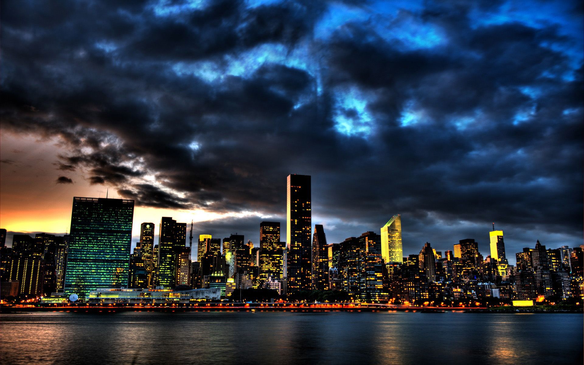New Resolution Nyc Skyline At Night Wallpaper & Background Download