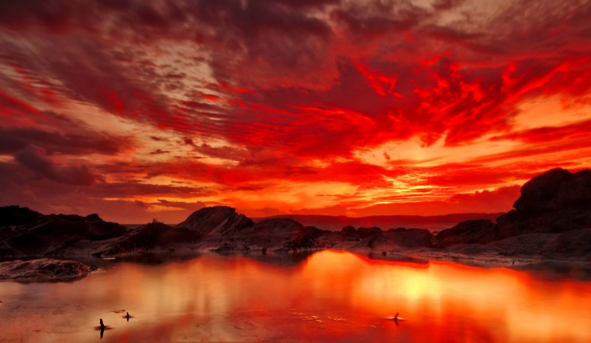 Nature sky red clouds beauty wallpaperx1483
