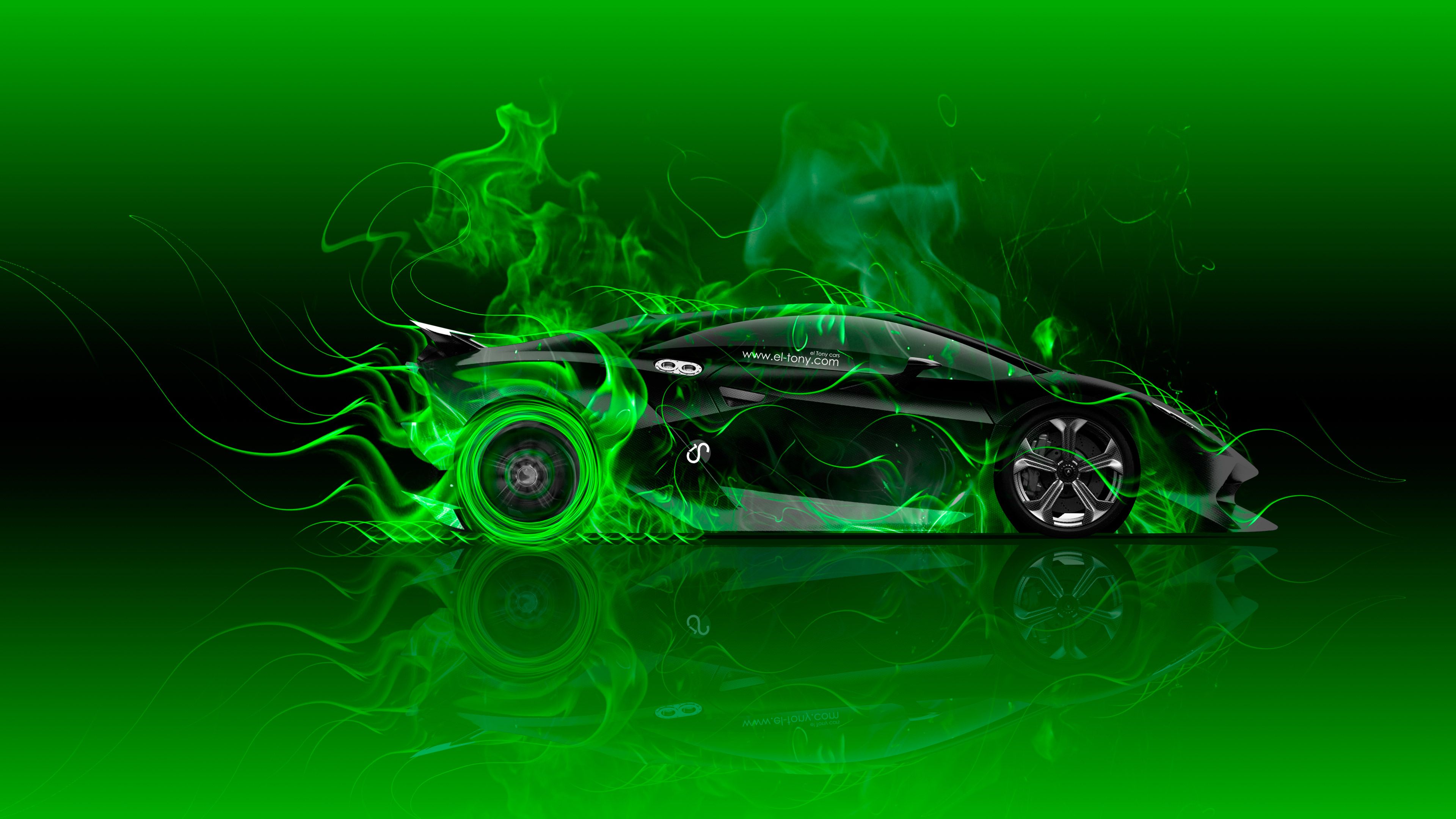 Lamborghini Sesto Elemento Side Fire Car 2015 Wallpaper el Tony Cars