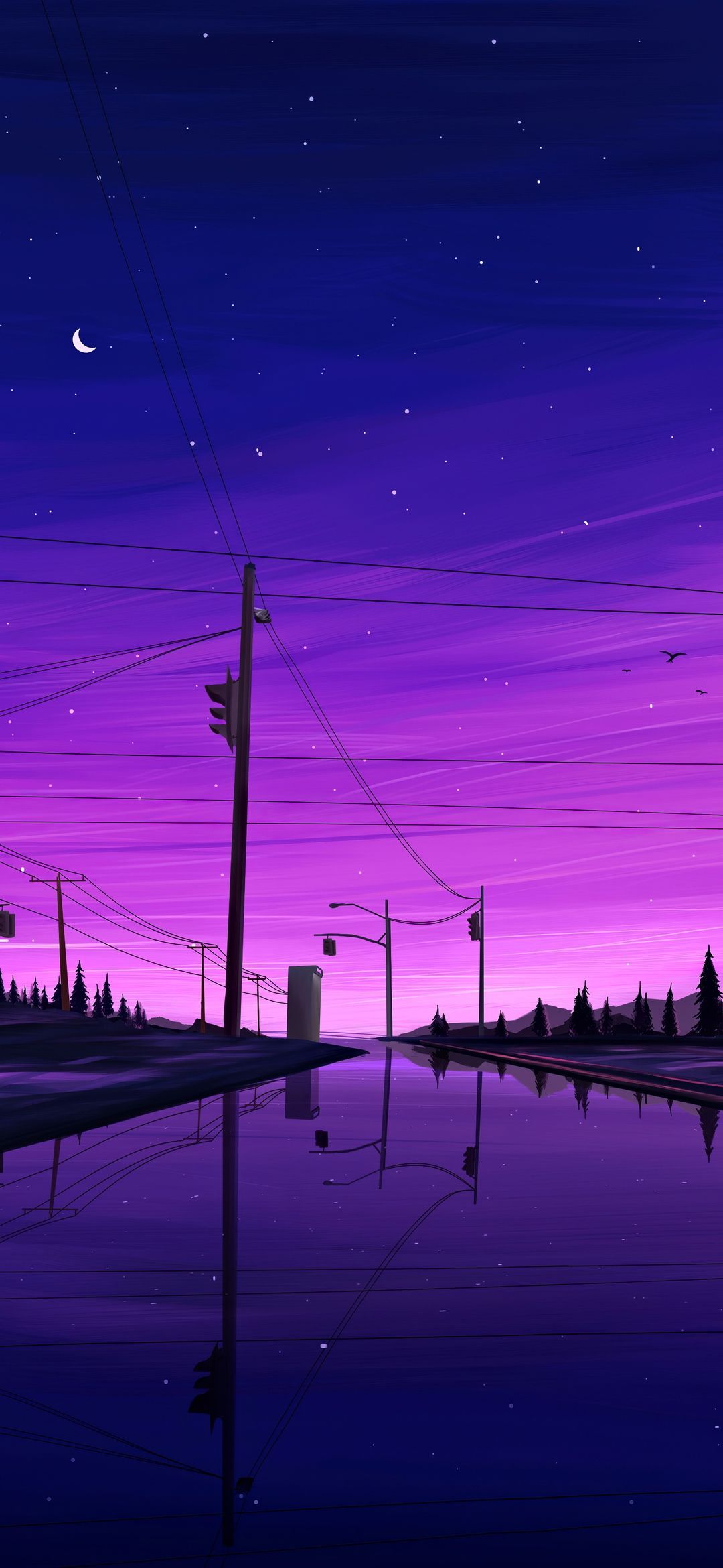 Purple night. Purple aesthetic background, Purple city, Mkbhd wallpaper