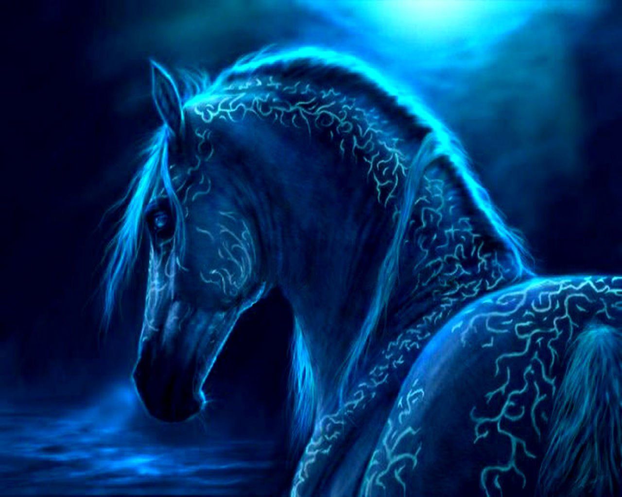 awesome blue fire horse