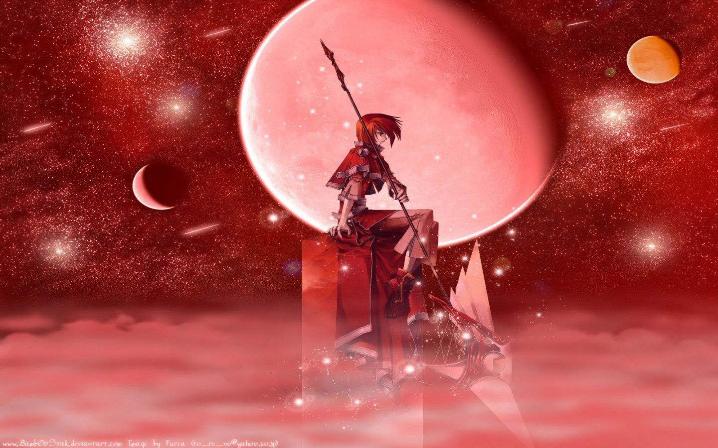 Небо с красной луной аниме