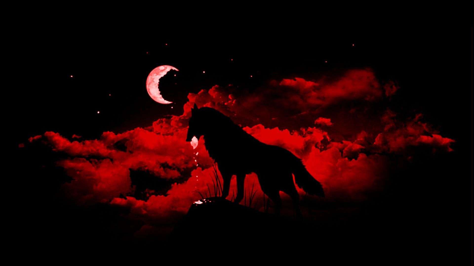 High Resolution Blood Moon Wolf Wallpaper