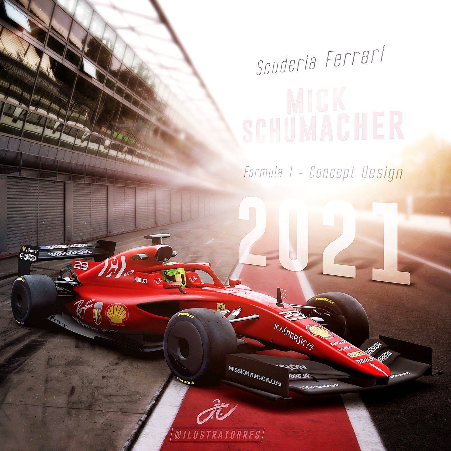 F1 2021 concept. Ferrari, Ferrari f Michael schumacher